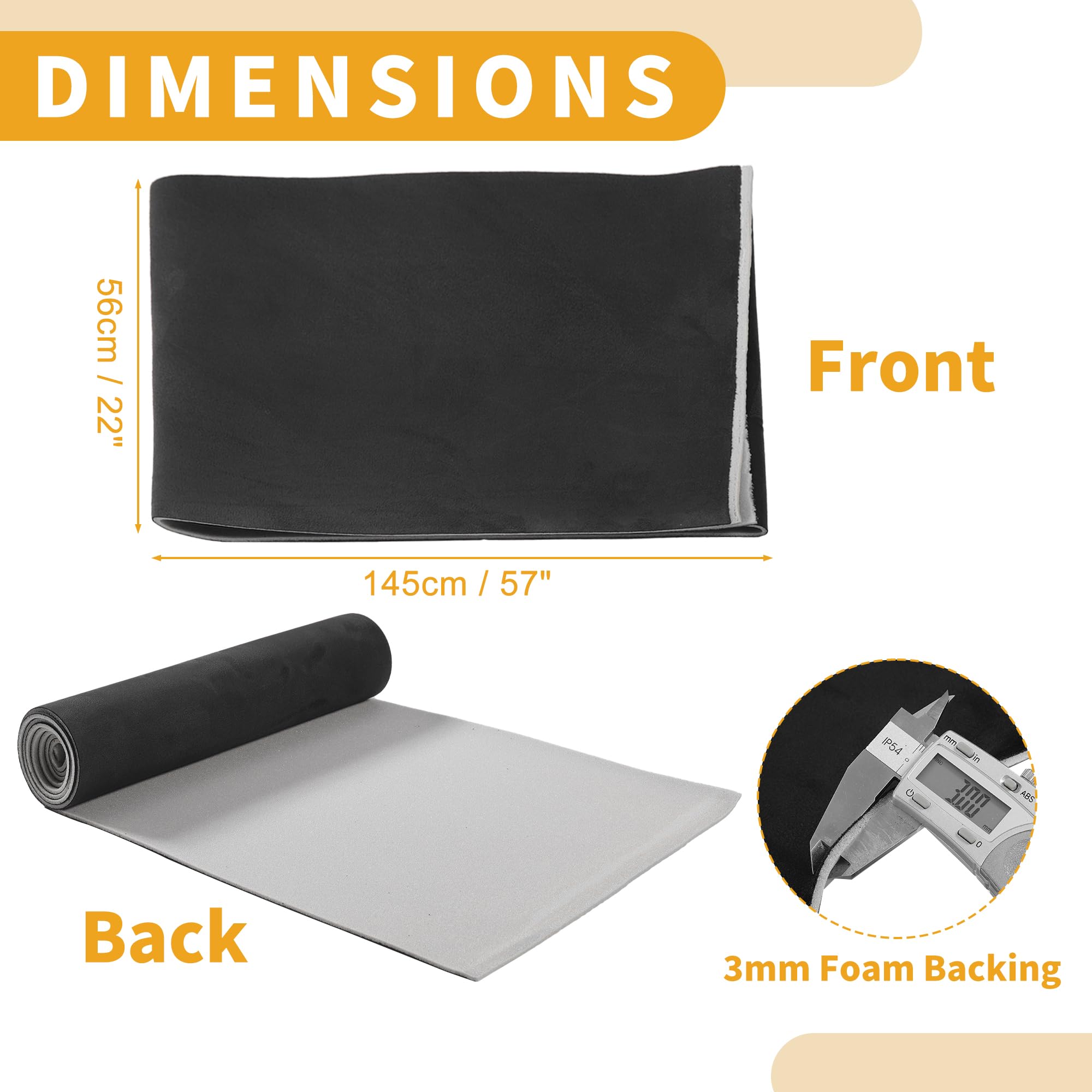 Partuto 150G Headliner Fabric for Car Truck RV SUV Boat Automotive Interior Trim DIY Roof Repair Replacement Suede Fabric Black