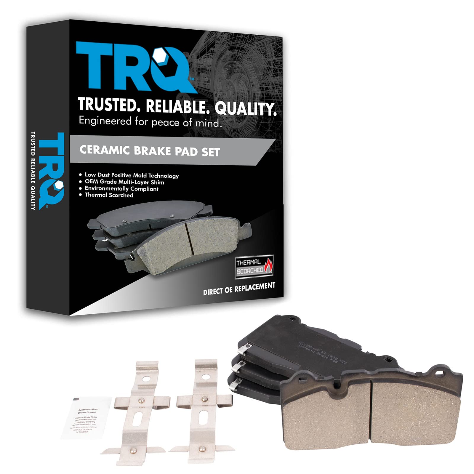 TRQ Front Brake Pads Ceramic Compatible with 2016-2019 Cadillac CTS