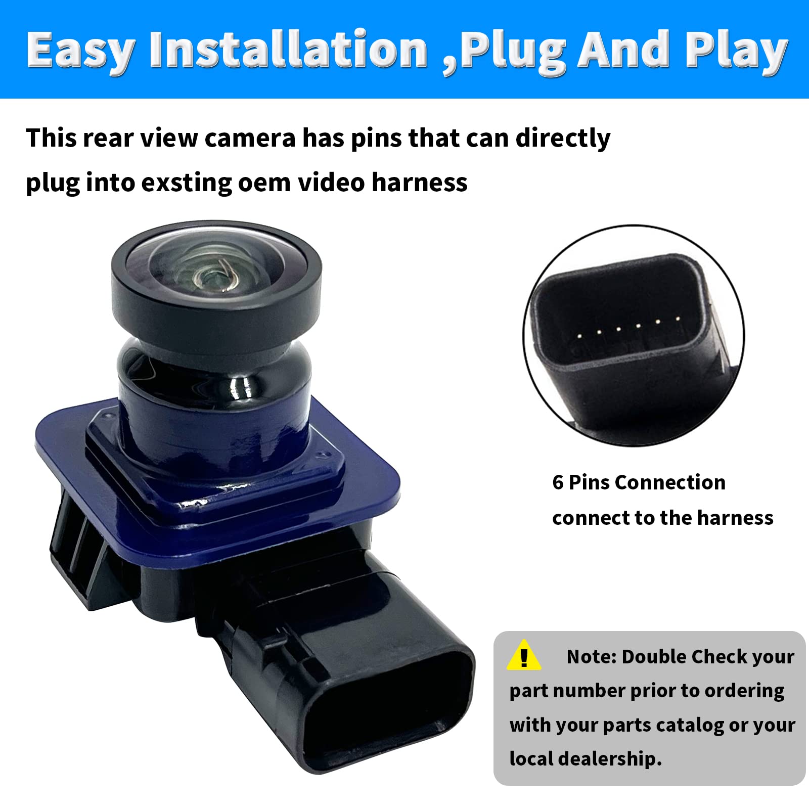 Rear View Back Up Camera Compatible With Ford Flex 2013-2019 Replaces Da8Z-19G490-A Da8Z-19G490-C Ea8Z-19G490-A Ga8Z-19G490-A