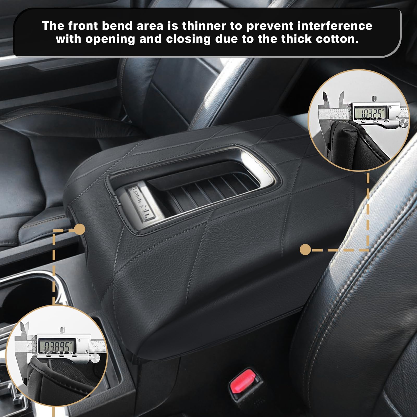 Muslogy Center Console Armrest Cover Compatible With Toyota Tundra 2014-2021 Comfort Armrest Pad Anti-Scratch Arm Rest Cushion V