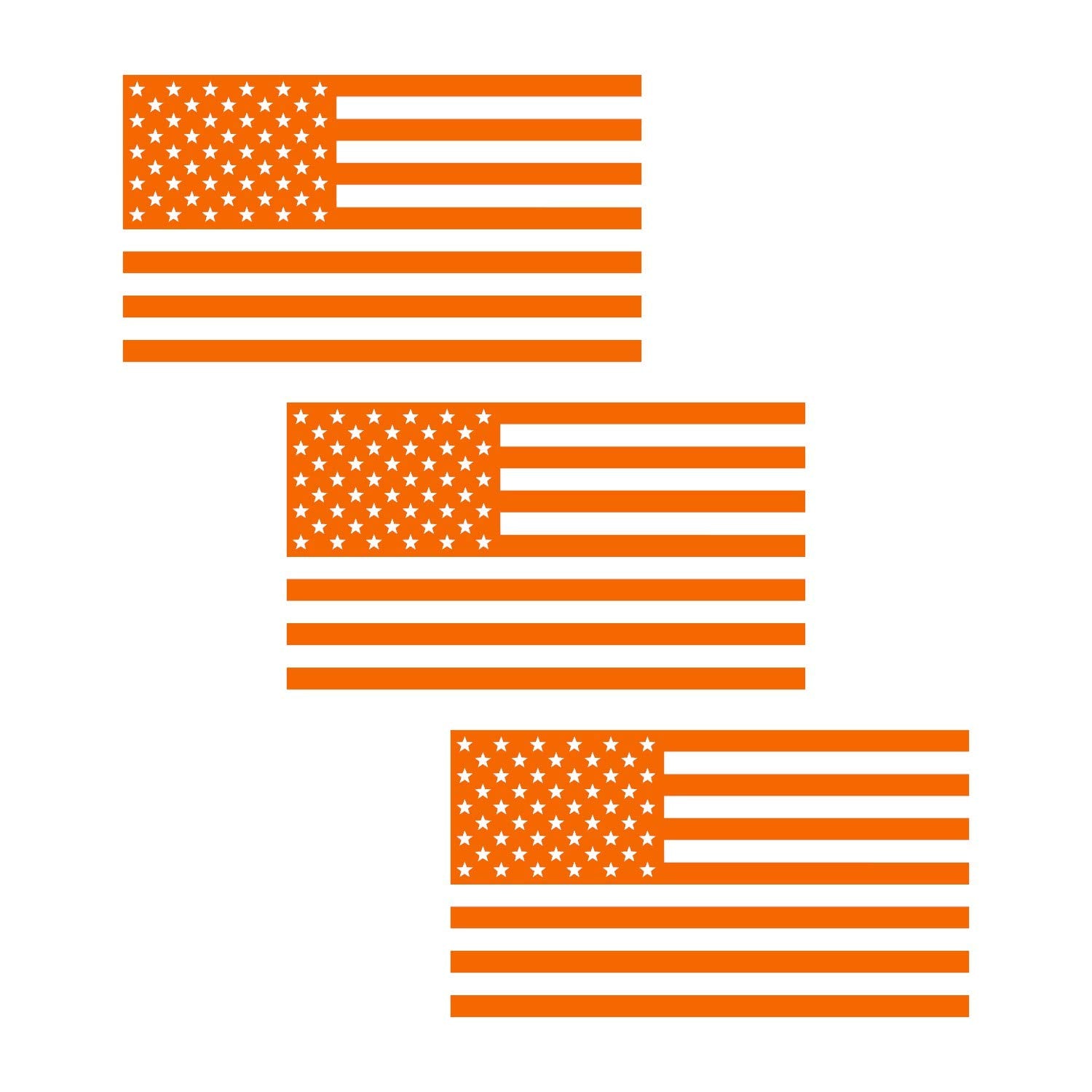 American Us Flag [Pick Color/Size] Vinyl Decal Sticker For Laptop/Car/Truck/Window/Bumper (7.5In X 4.2In [3-Pack], Matte Orange)