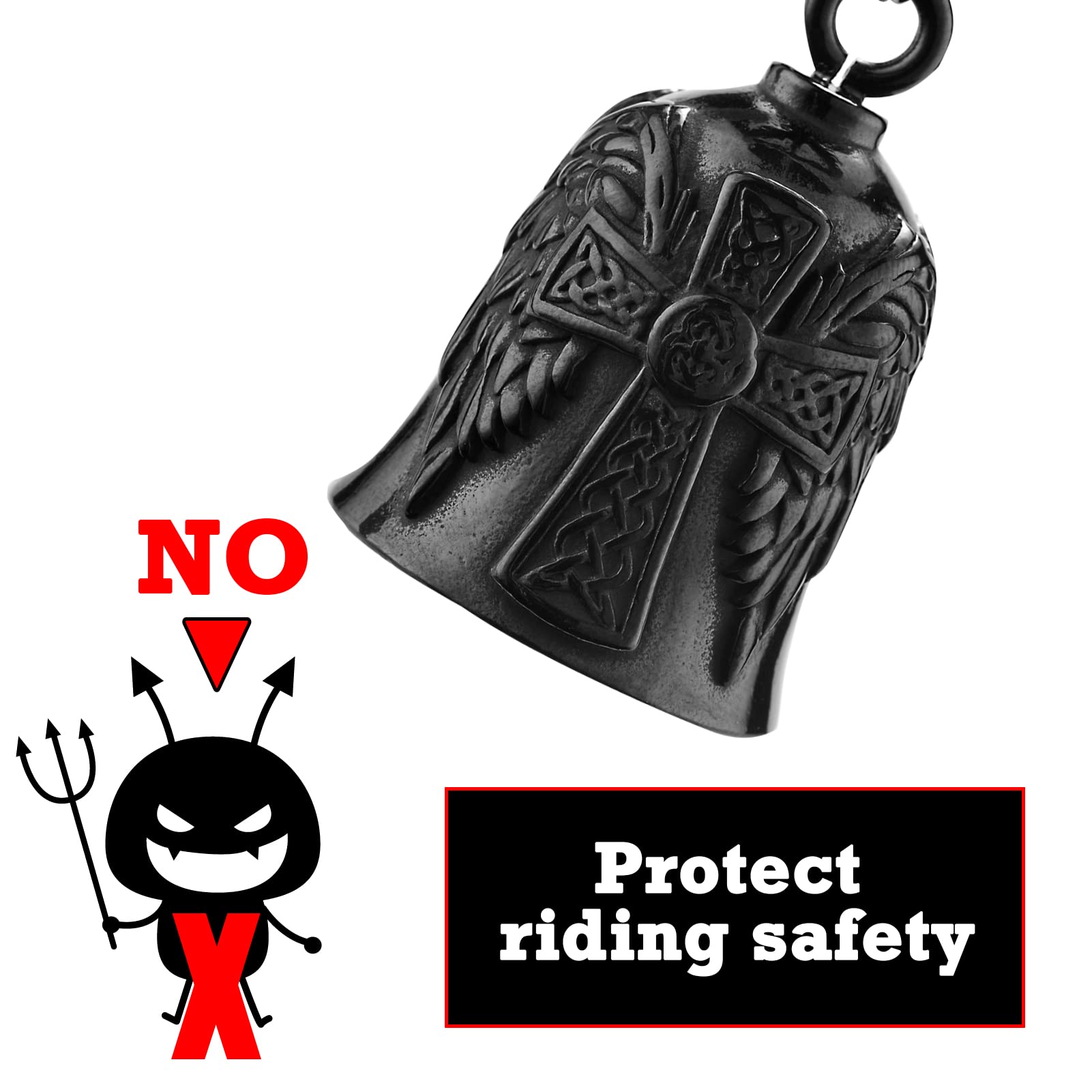 CYZBTBl Large Motorcycle Bell for Men & Women - Biker Safety Accessory in Cetic Cross Design
