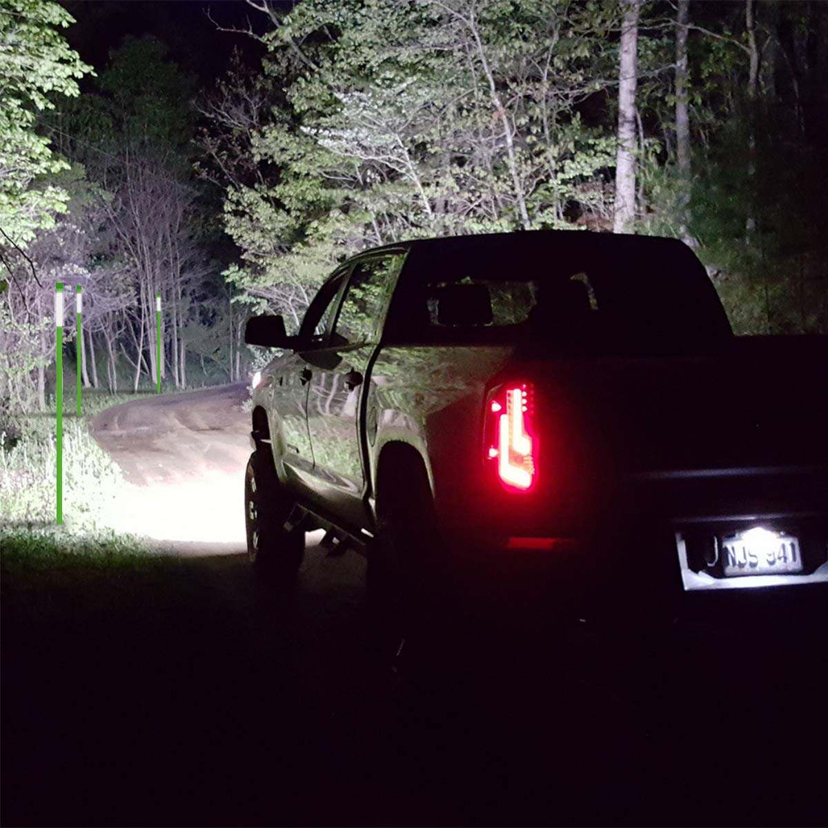 FiberMarker 48-Inch Green Reflective Driveway Markers, 1/4" Diameter, 50 Pack - Enhanced Night Visibility Driveway Reflectors