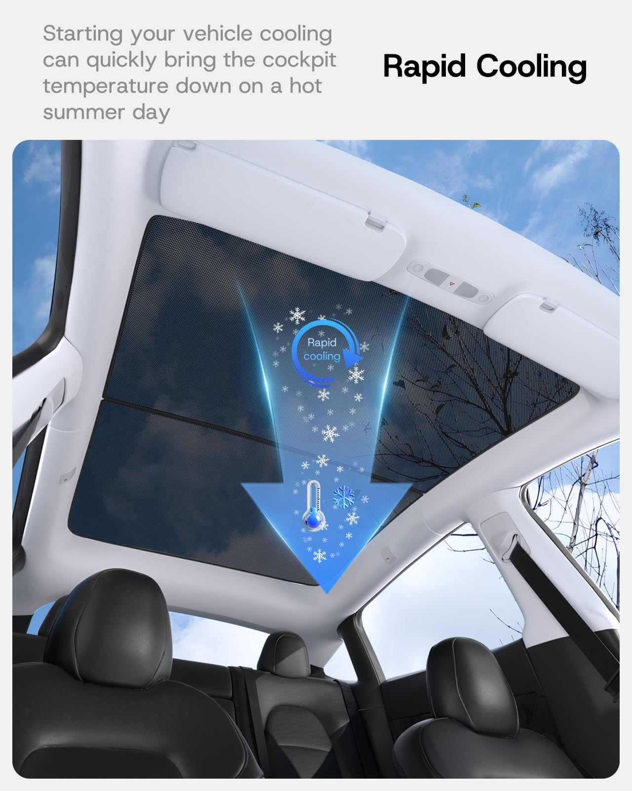 Sumk Sunshade Sunroof For Tesla Model Y Accessories 2024 [No Sag & No Gap] Top Glass Roof Shade For Tesla Model Y 2025-2020 Fold