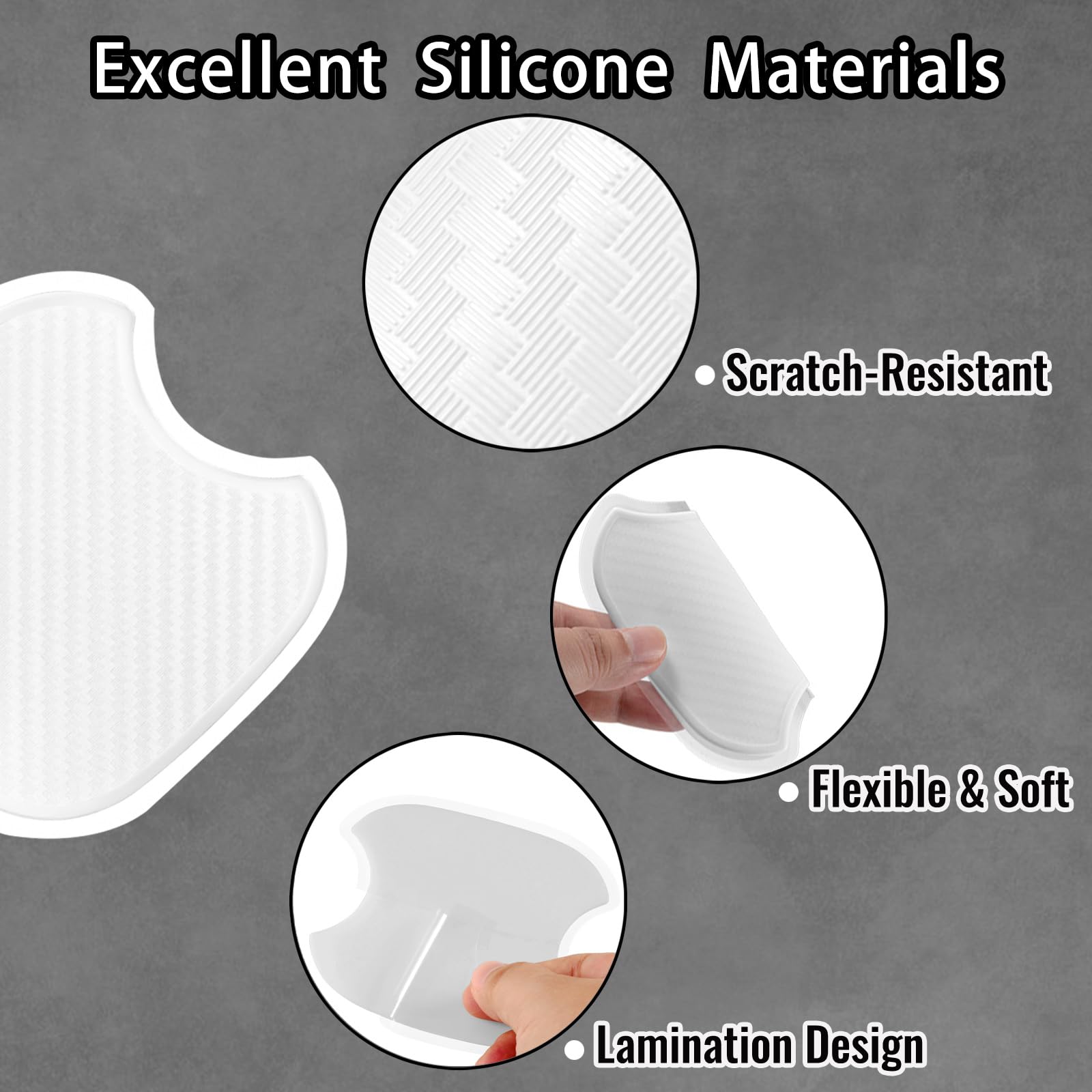 Worcas 4Pcs Universal 3D Carbon Fiber Car Door Handle Paint Scratch Protector Sticker Auto Door Handle Cups Protective Pad(M)