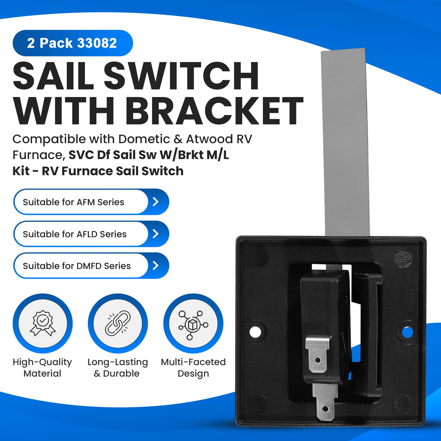 2 Pack 33082 For Dometic Sail Switch With Bracket, Fit for Dometic Atwood RV Furnace Sail Switch, SVC Df Sail Sw W/Brkt M/L Kit