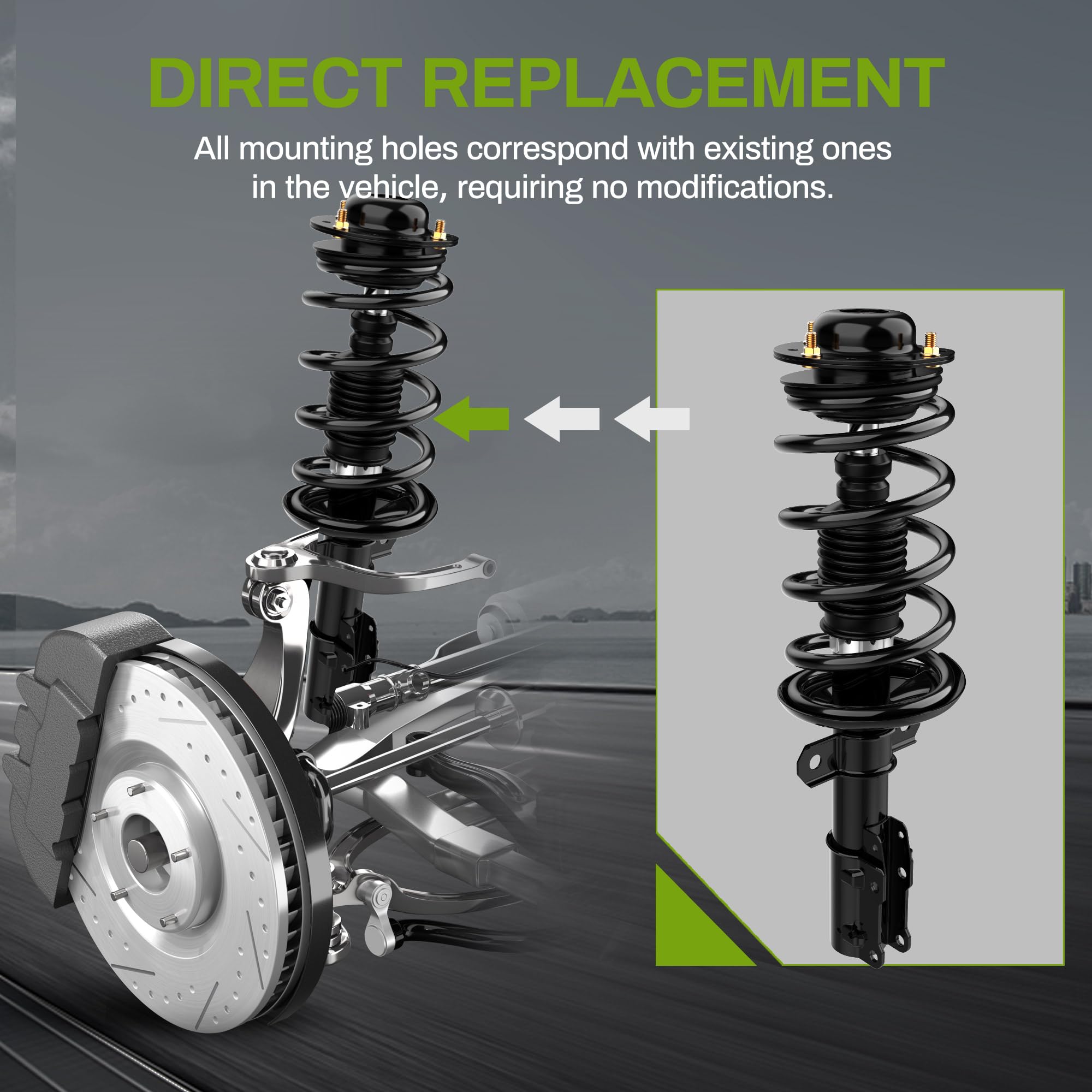 Autosaver88 Front Complete Struts Shocks And Coil Spring Assembly Compatible With 2005-2010 Chevy Cobalt, 2006-2011 Chevy Hhr, 2
