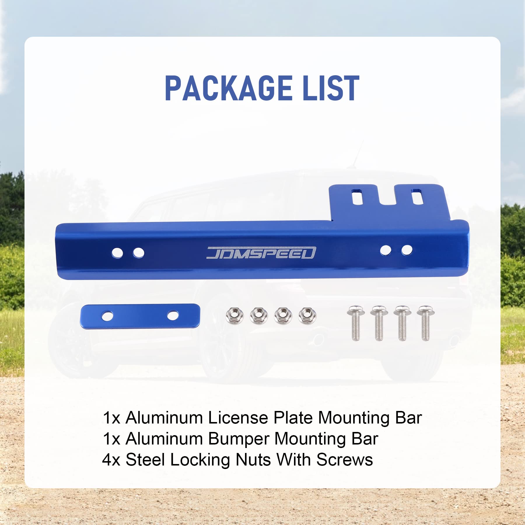 Jdmspeed Universal Blue Front Bumper License Plate Mount Bracket Relocator Holder Bar