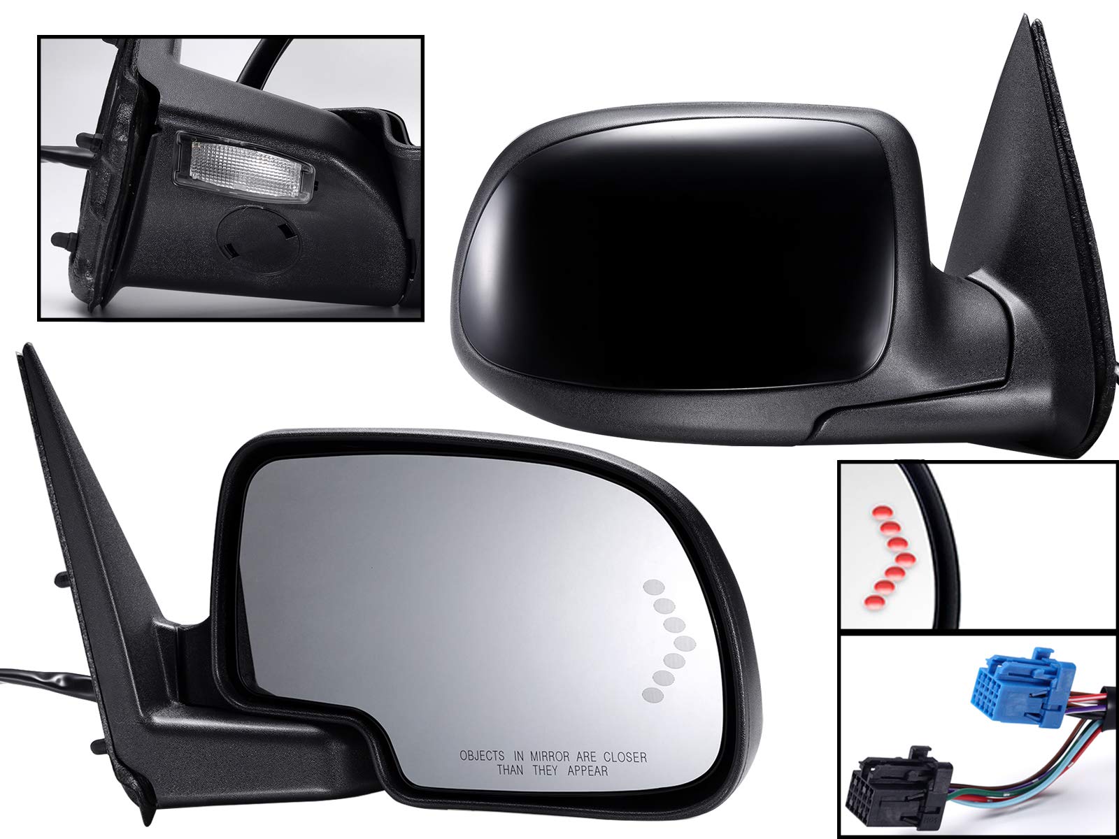APA Replacement Rear View Mirror Power Folding Heated Signal Memory Puddle for 2003-2007 SILVERADO SIERRA TAHOE YUKON ESCALADE P