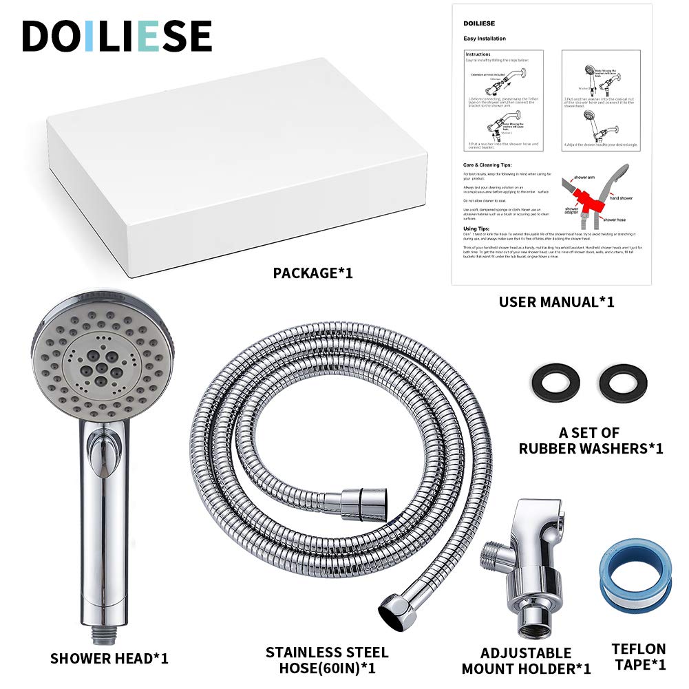Doiliese High Pressure 6 Setting Shower Head Hand-Held With Onoff Switch And Spa Spray Mode - Hand Held Shower Head With Handhel