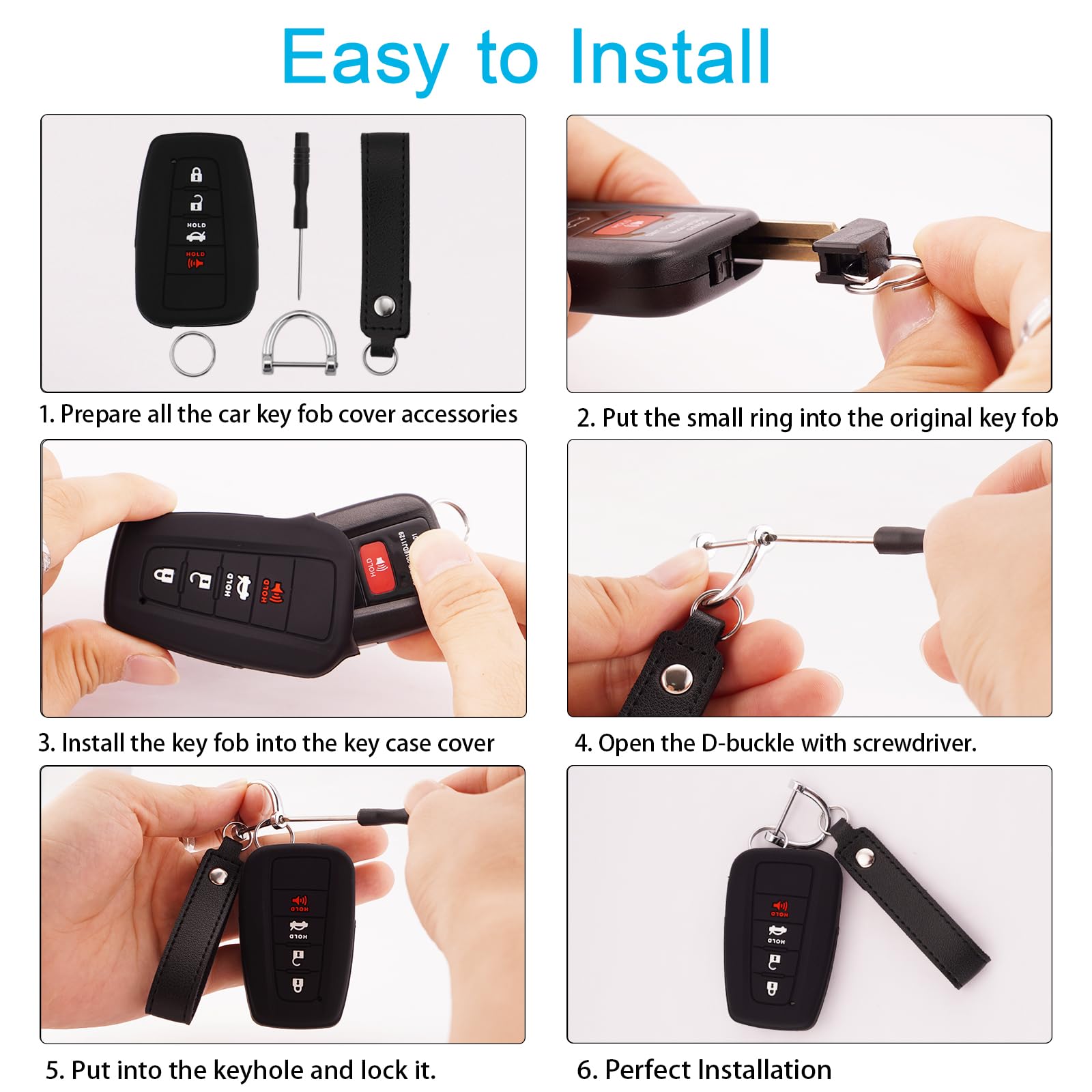 Koaudb Silicone Key Fob Cover Compatible With Toyota Accessories Highlander Corolla Camry C-Hr Rav4 Avalon Prius 4Runner Prado 8