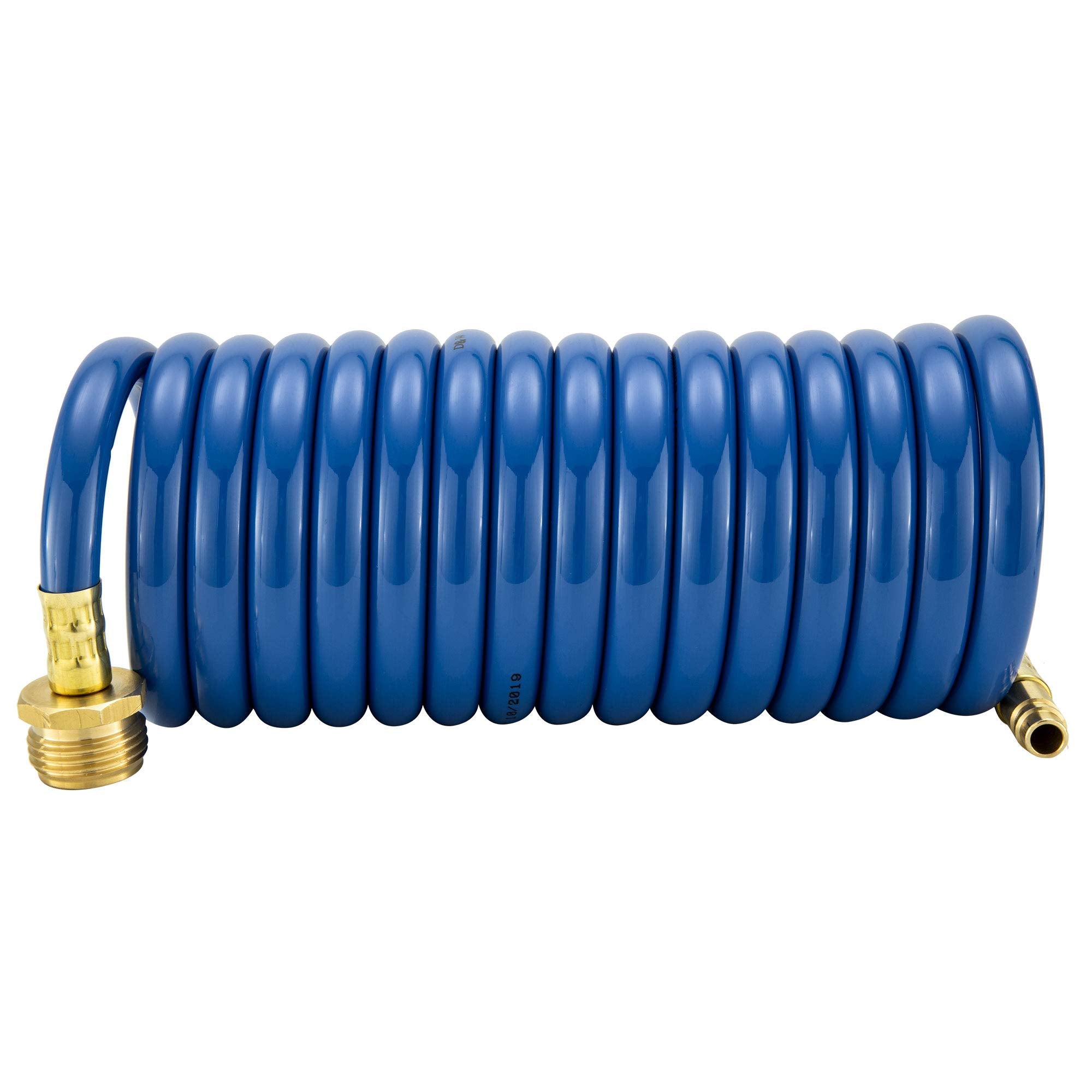 Recpro Rv Exterior Shower Hose | 15' Blue Coiled Hose | Optional Flexible Quick Connect Sprayer | Uv Resistant (No Sprayer)