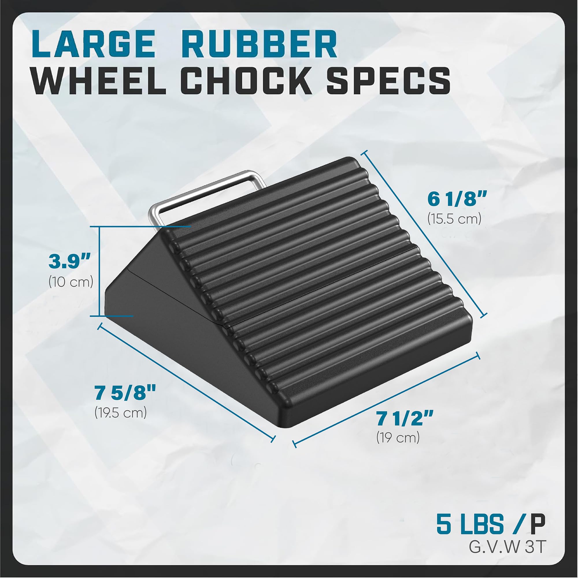 Wheel Chocks for Cars, RVs, Trucks, Trailers, and Vehicles G.V.W. up to 12T, 4 Pack - Anti Slip Bottom Tire Chock for All Weathe