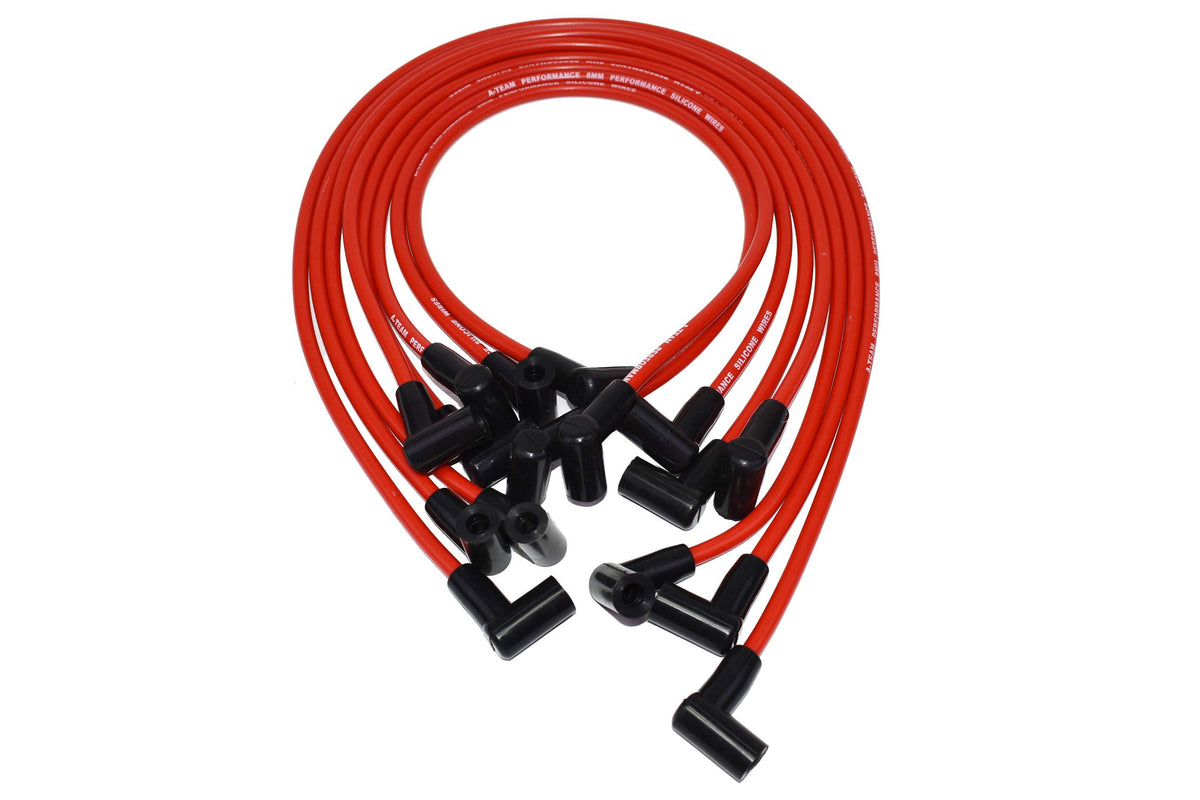 A-Team Performance - Silicone Spark Plug Wires Set - Compatible With Sbc Small Block Chevy Chevrolet Gmc Over The Valve Cover Wires 283 305 307 327 350 400 Red 8.0Mm