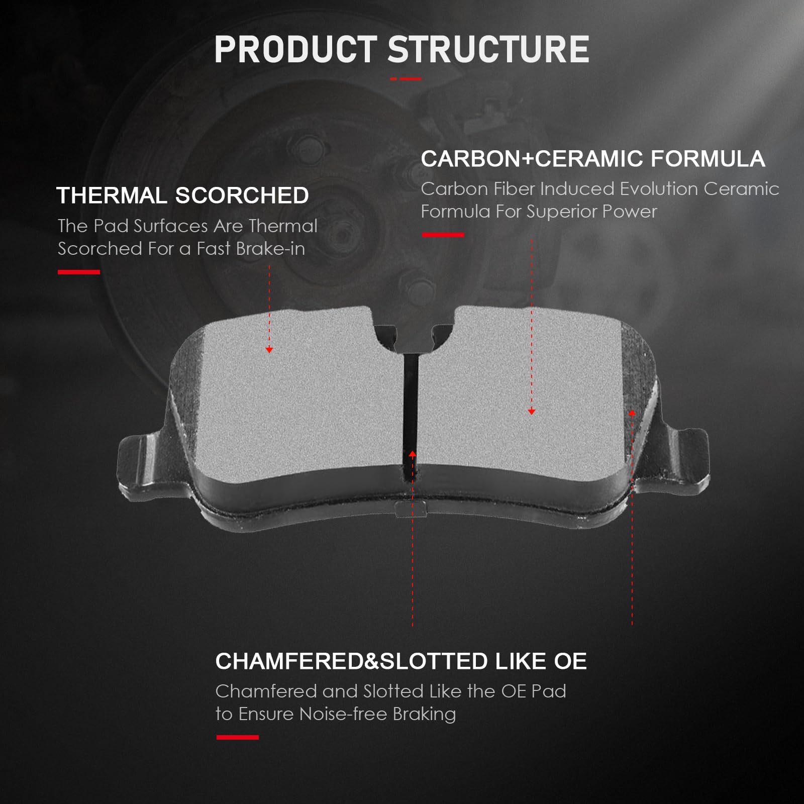 Cciyu D1099 Ceramic Rear Brake Pad Set Fit For 2005-2009 For Land Rover Lr3,2010-2016 For Land Rover Lr4,2006-2008 2010-2012 For