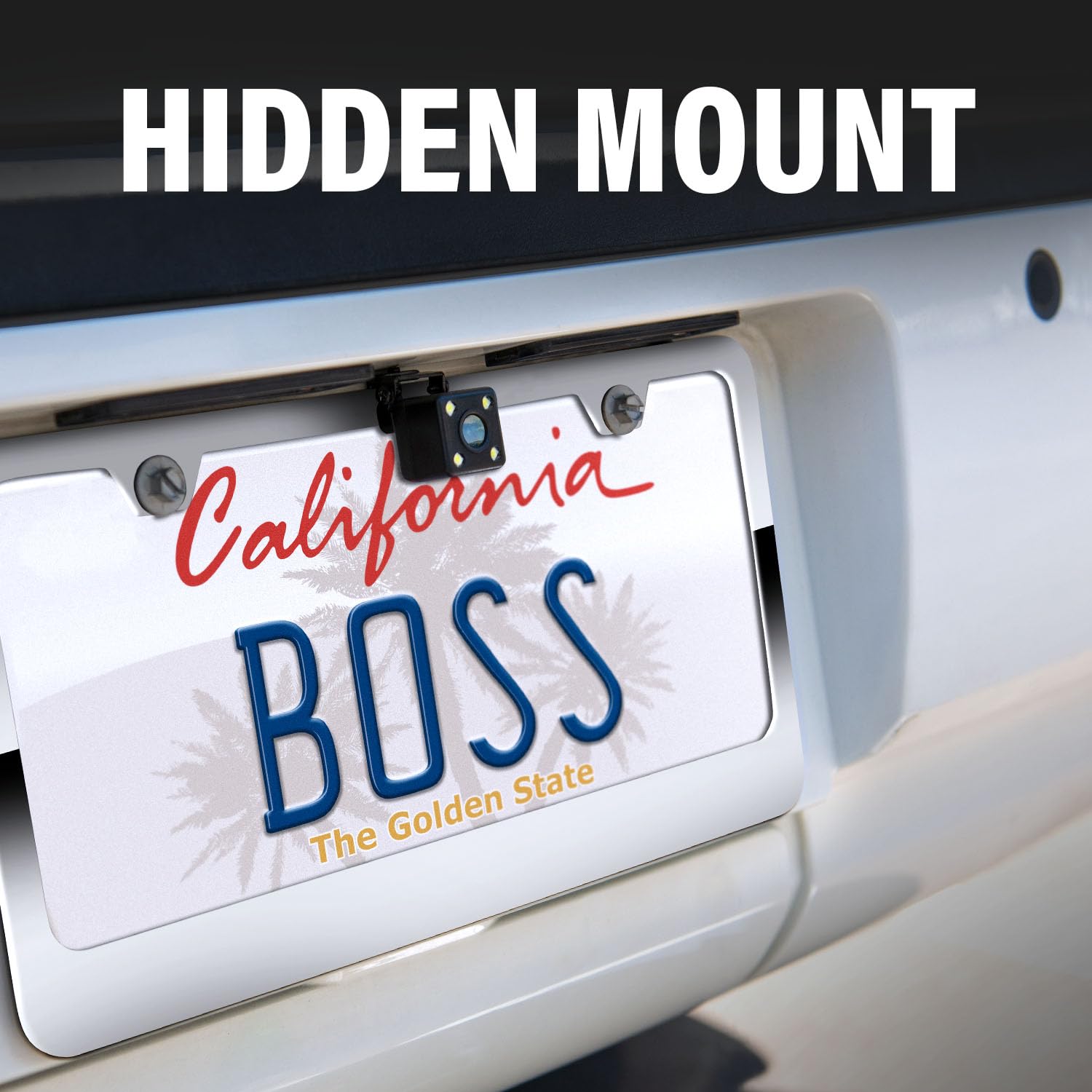 BOSS Audio ELPC40B Backup Camera - 170° Wide Angle, Low Light, License Plate Mount