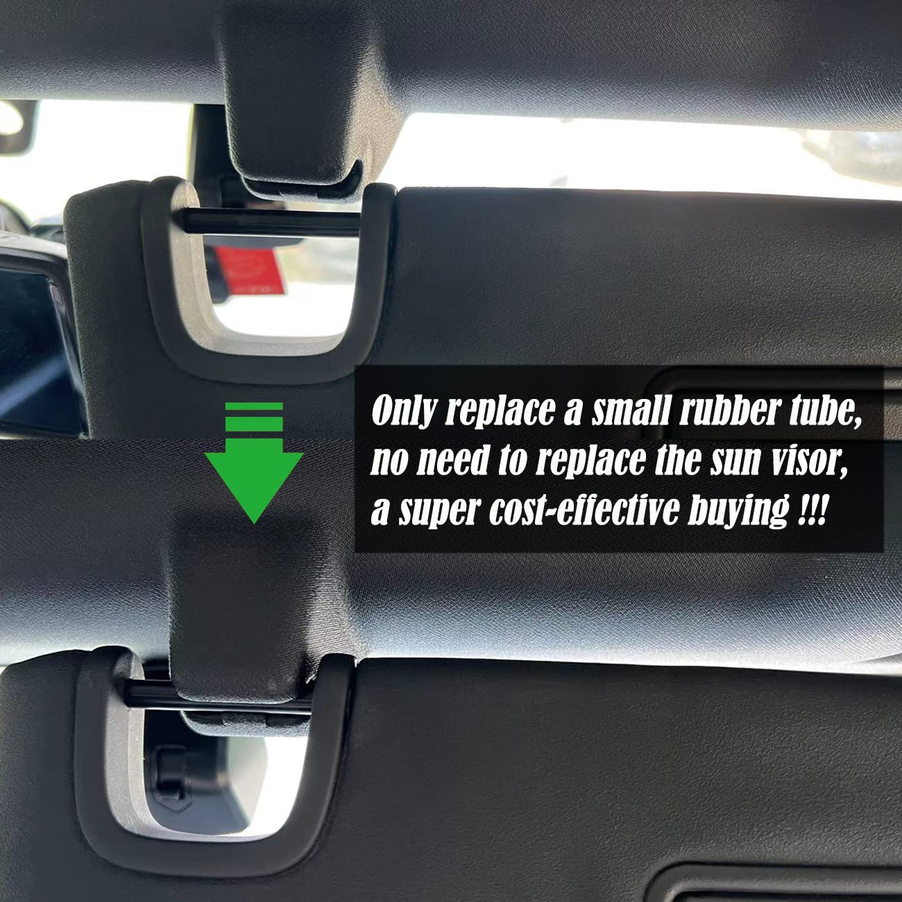 ROMASO Sun Visor Repair Kit for Jeep Wrangler JK JKU 2007-2017, 4Pcs Black Rubber Tubes for Left & Right Side