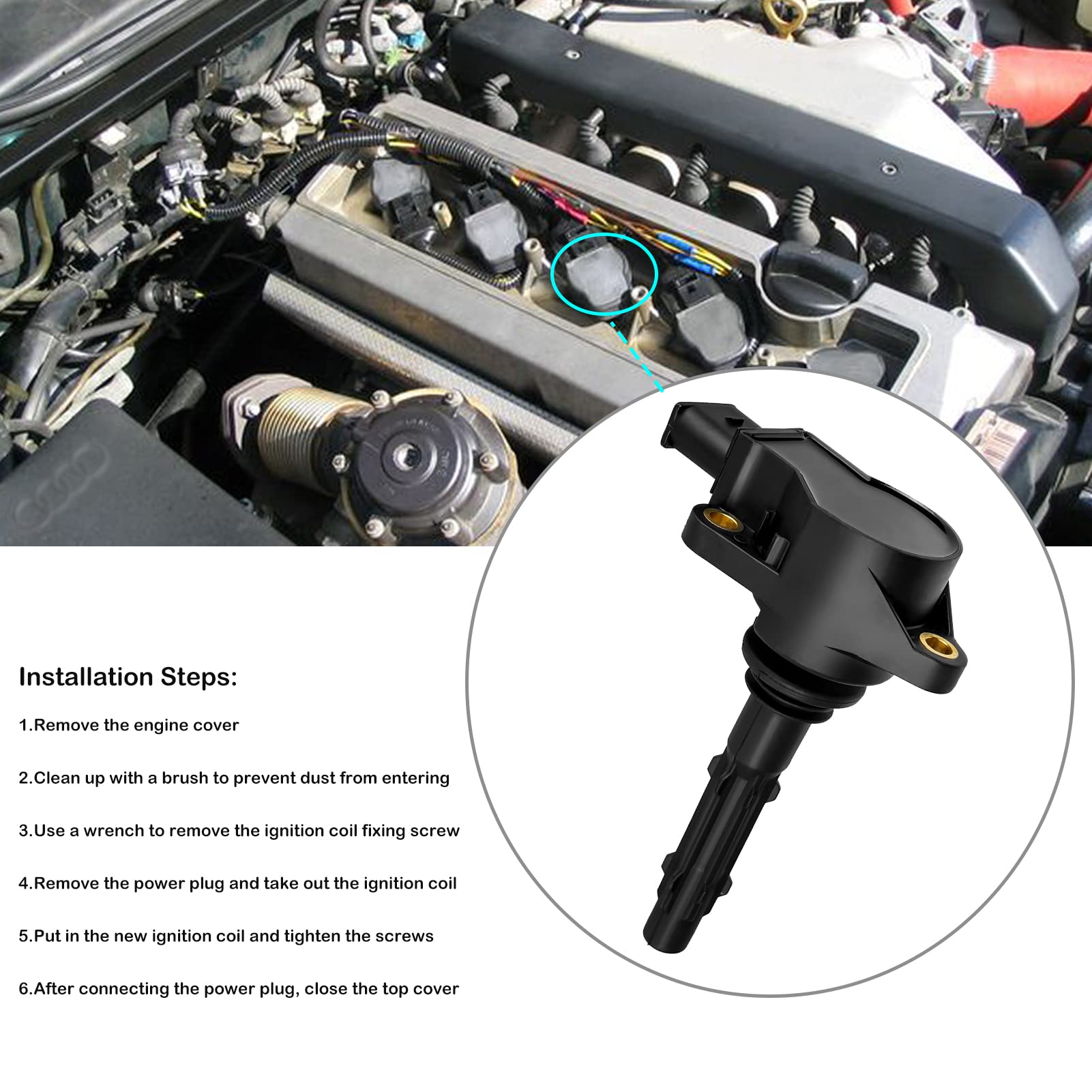 Set Of 6 Ignition Coil Pack Fits For 3.5L V6 Mercedes Benz E350 Ml350 Glk350 R350 C230 C280 C300 C350 Slk350 Clk350 2006 2007 20