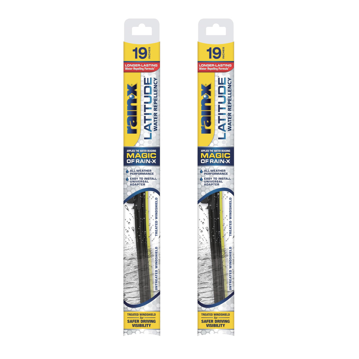 Rain-X 810169 Latitude 2-In-1 Water Repellent Wiper Blades, 19 Inch Windshield Wipers (Pack Of 2), Automotive Replacement Windsh