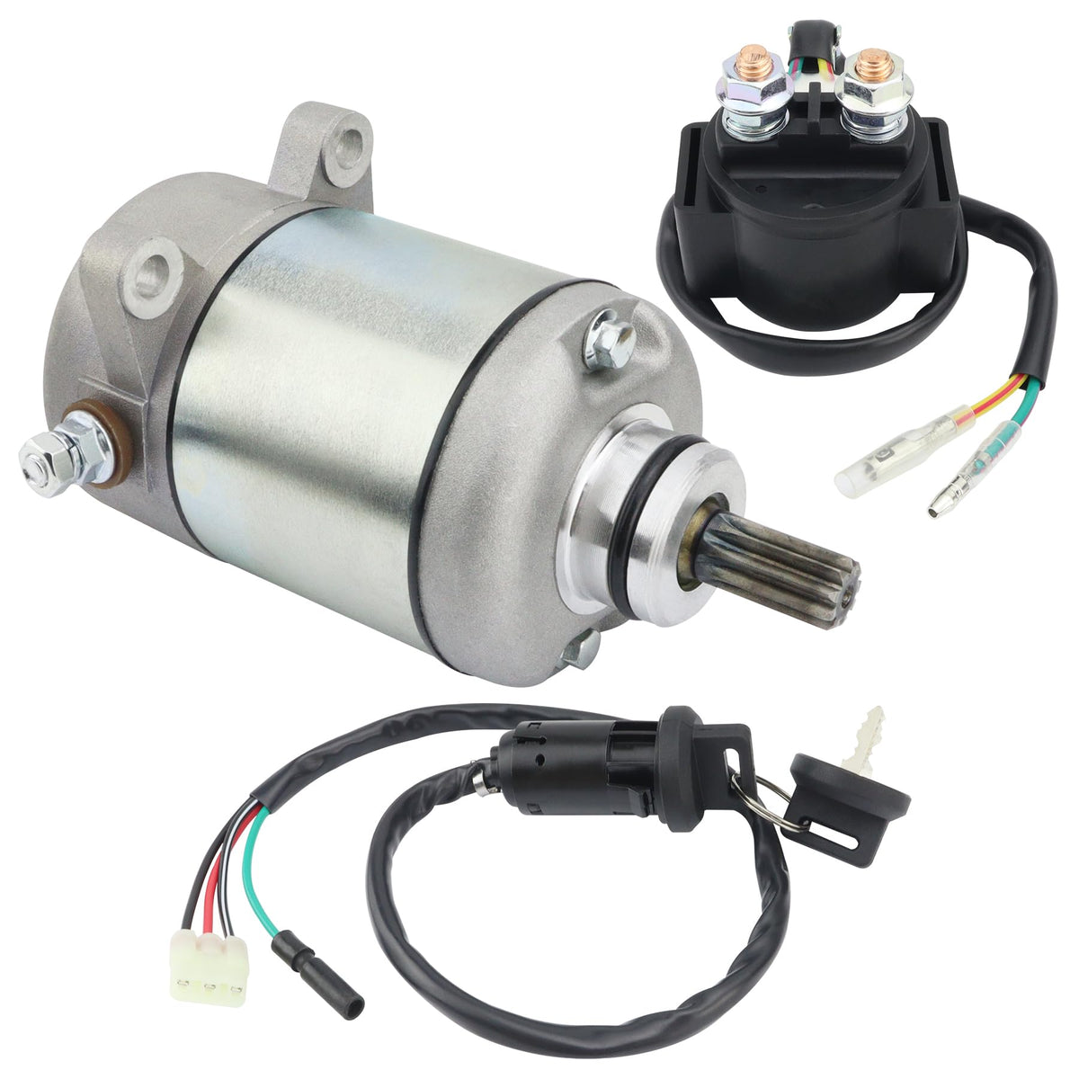 Shamofeng Starter W/Relay & Ignition Switch For Honda Recon 250 97-04 Trx250 Trx250Te Trx250Tm, Sportrax 250 01-20 Trx250Ex Trx250X, 31200-Hm8-003 31200-Hm8-A41, Recon 250 Starter,Sportrax 250 Starter
