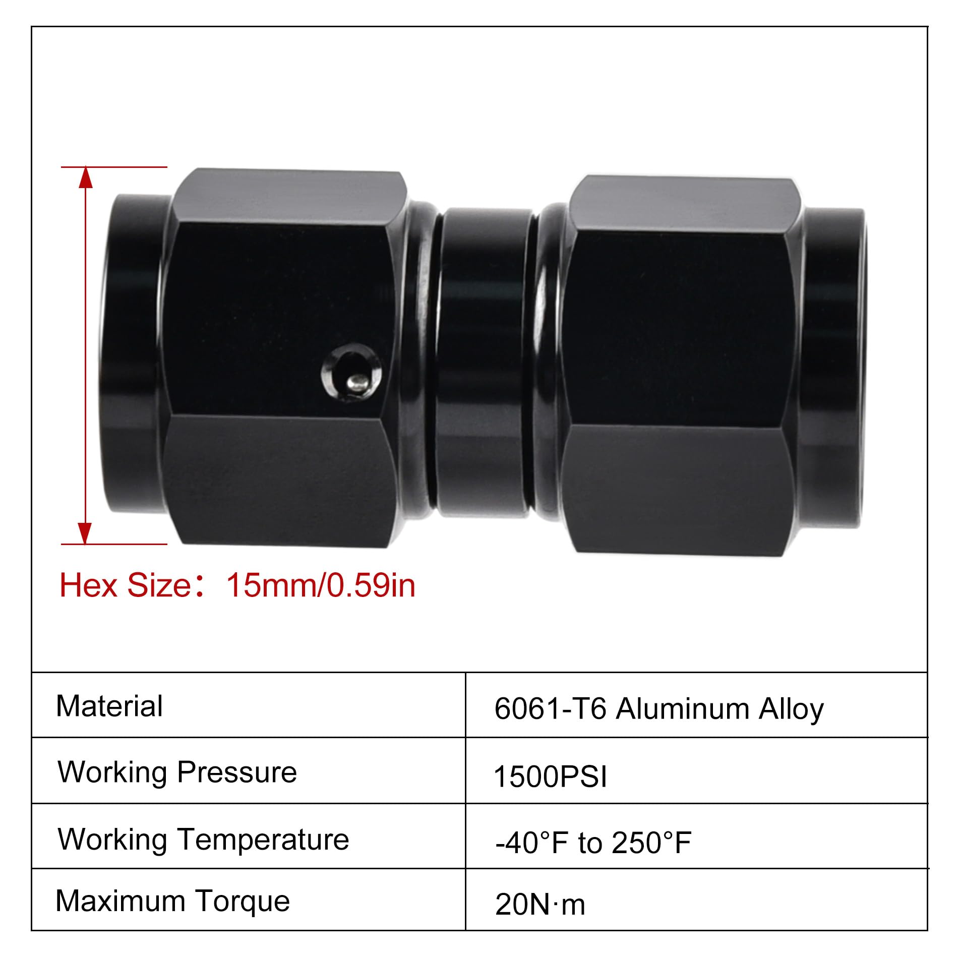 Evil Energy 4An Female To 4An Female Straight Swivel Coupler Union Fitting Adapter Aluminum Black