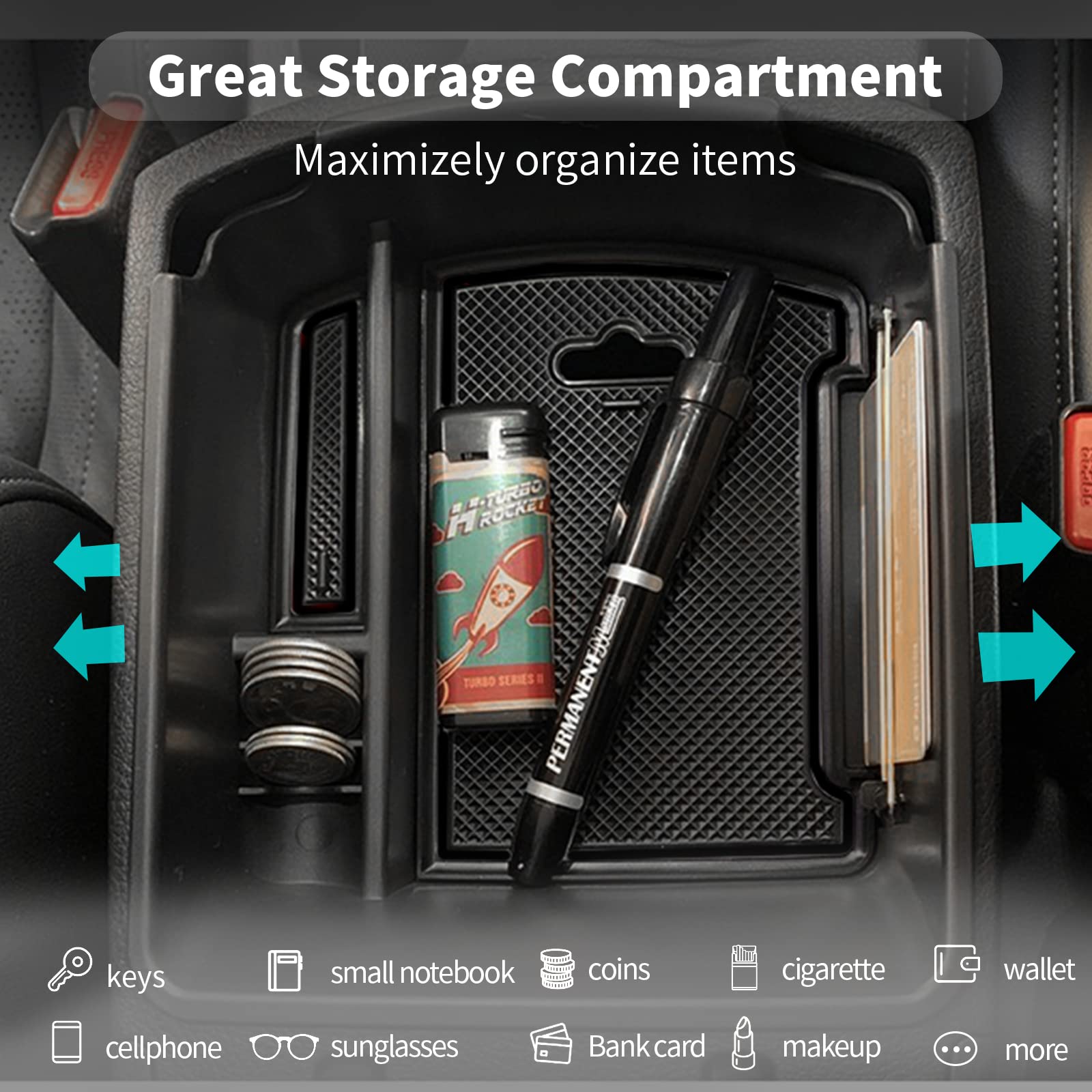 Cdefg 2024 2025 Seltos Center Console Organizer Tray For 2020-2024 2025 Kia Seltos Console Armrest Tray Storage Box Secondary Insert Tray Coin Container 2023 2024 2025 Seltos Accessories