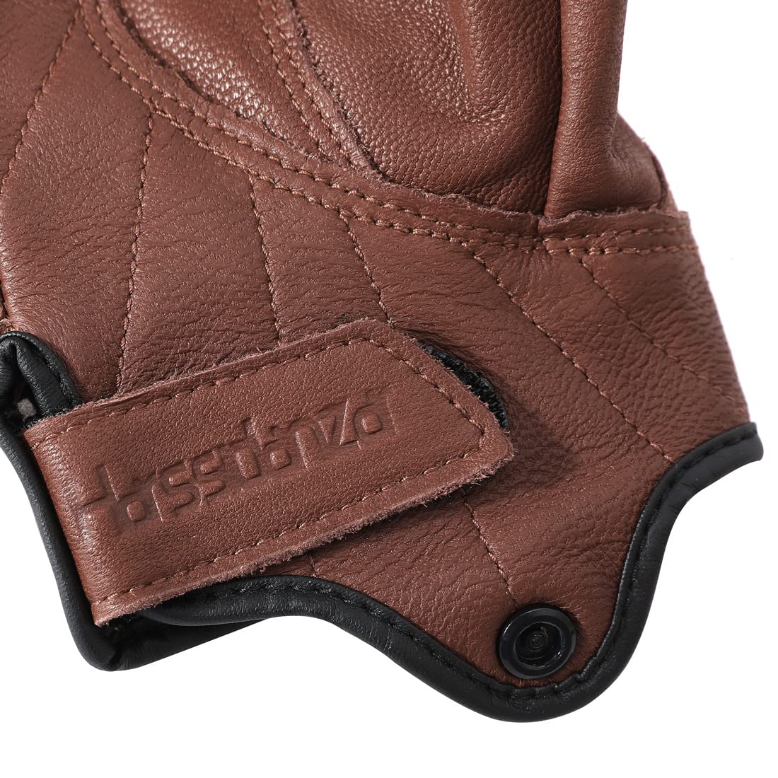 Harssidanzar Half Finger Motorcycle Gloves,For Mens Leather Riding Driving Gloves With Hand Knuckle Gm037,Saddle,Size,S