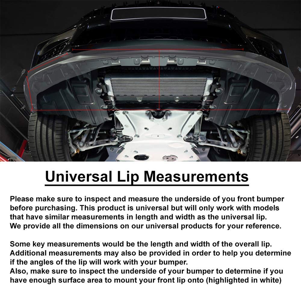 IKON MOTORSPORTS, Compatible with 62''-66'' Width Car, Adjustable B Style Front Bumper Lip Chin Splitter Spoiler Air Dam Carbon