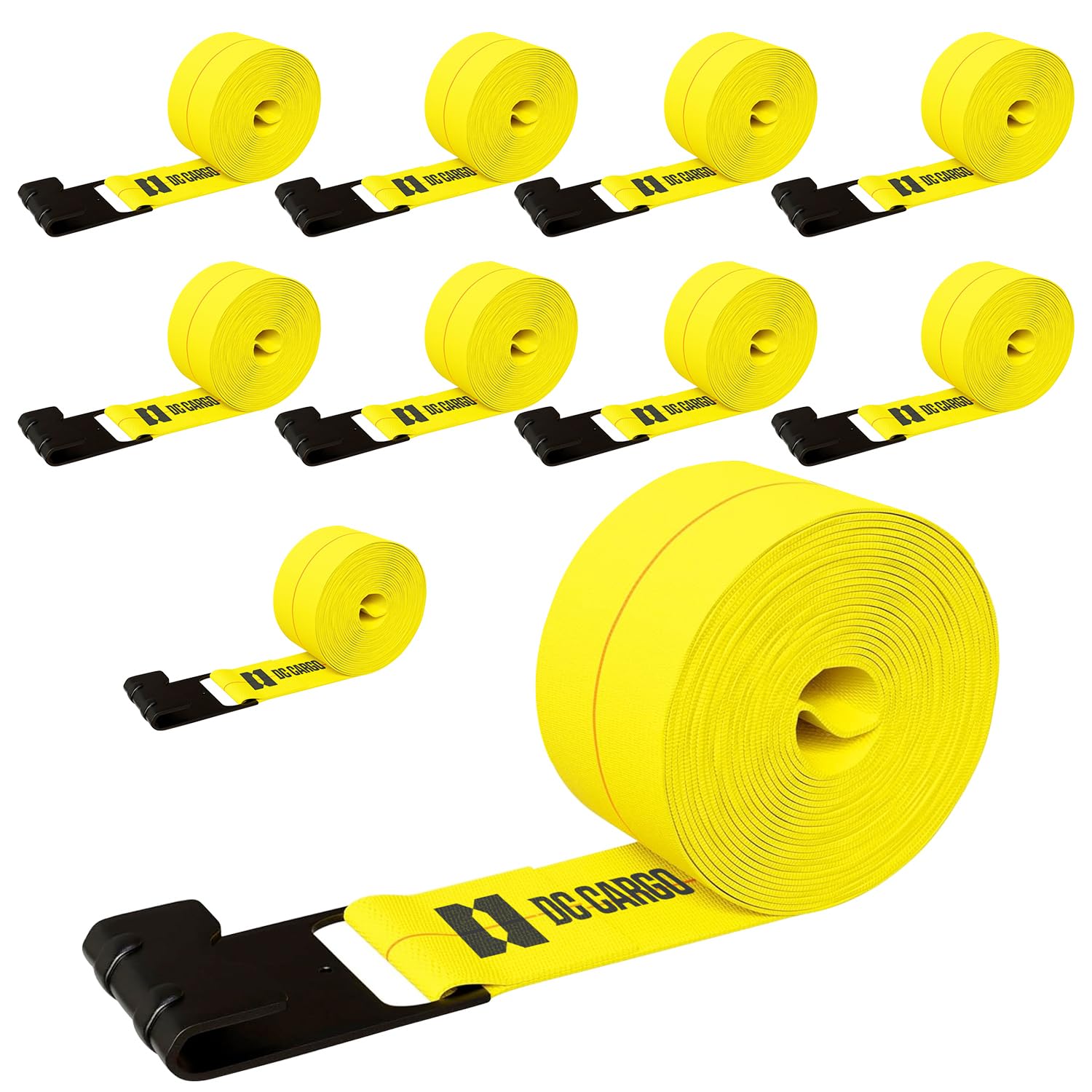 Dc Cargo Mall Truck Straps, 4 Inch X 30' Straps For Flatbed Trailer Heavy Duty Tie-Downs W/Flat Hooks (10-Pack) 16,500 Lbs Break