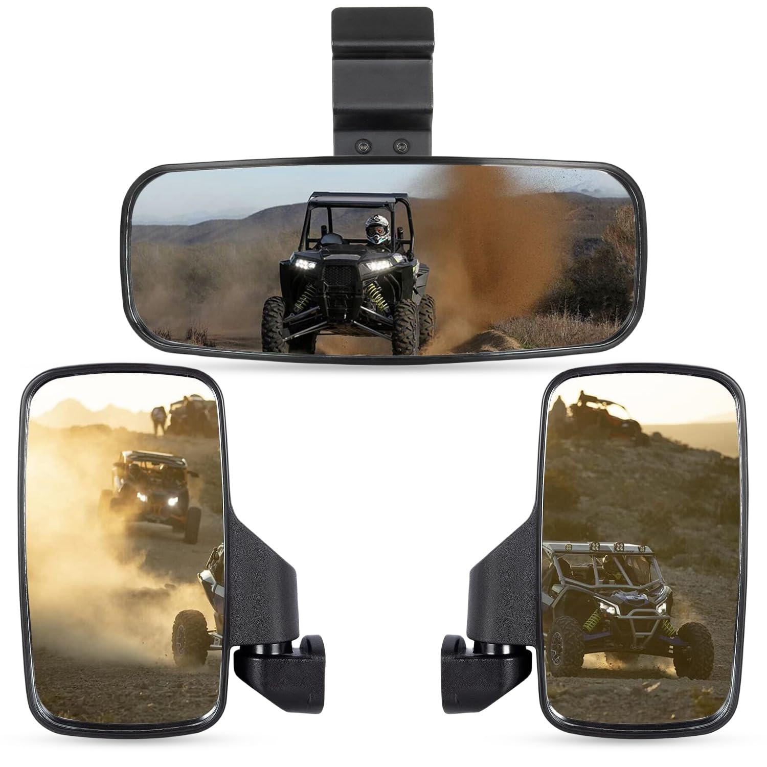 RANSOTO Defender UTV Side Mirror And Center Mirror Compatible With Polaris Ranger XP 500, 570, 900, 1000, Ranger Diesel, ETX/EV,