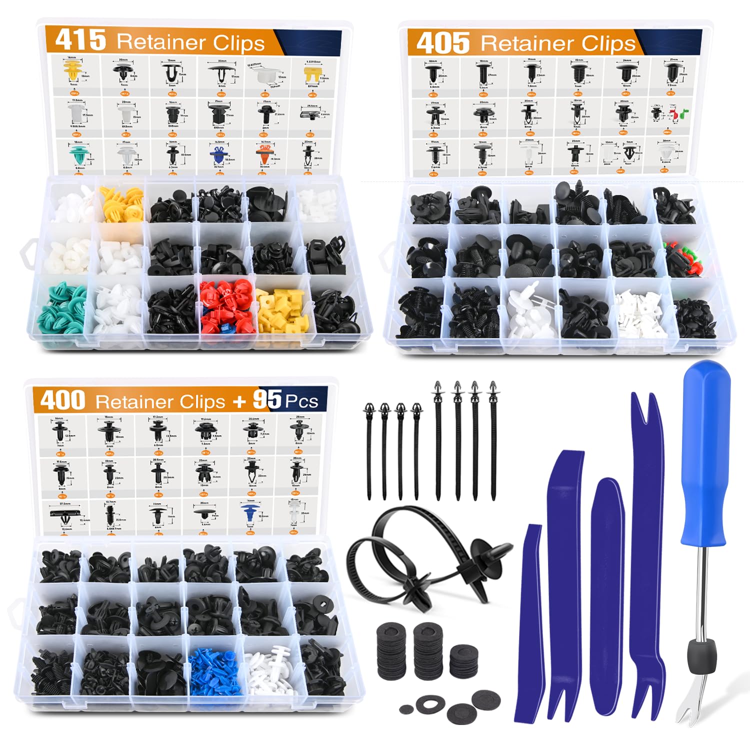 Gooacc 1315Pcs Retainer Clips Interior Accessories - 56 Most Popular Sizes Bumper Trim Body Clips With Fasteners Remover And 10P