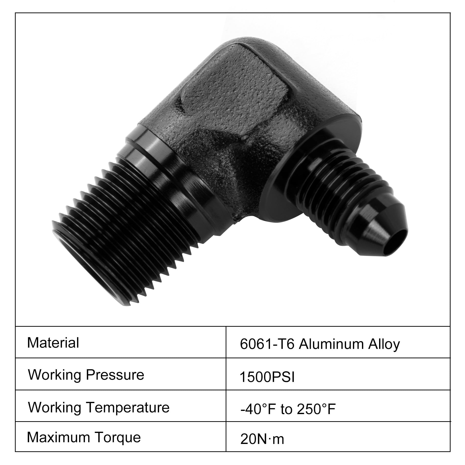 Evil Energy 4An To 3/8'' Npt Male 90 Degree Fitting Adapter Aluminum