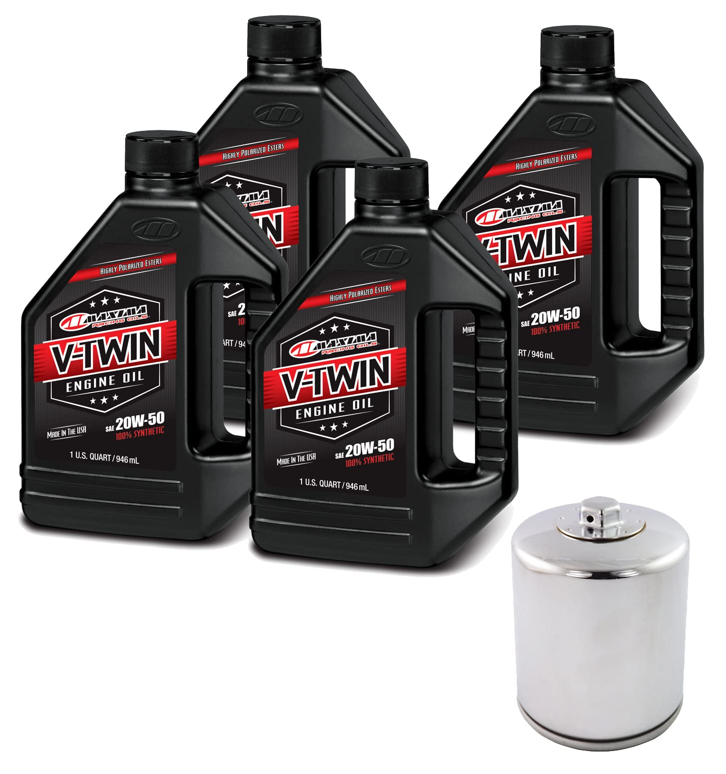 V-Twin Quick Change Kit Synthetic W/Chrome Filter, Twin Cam