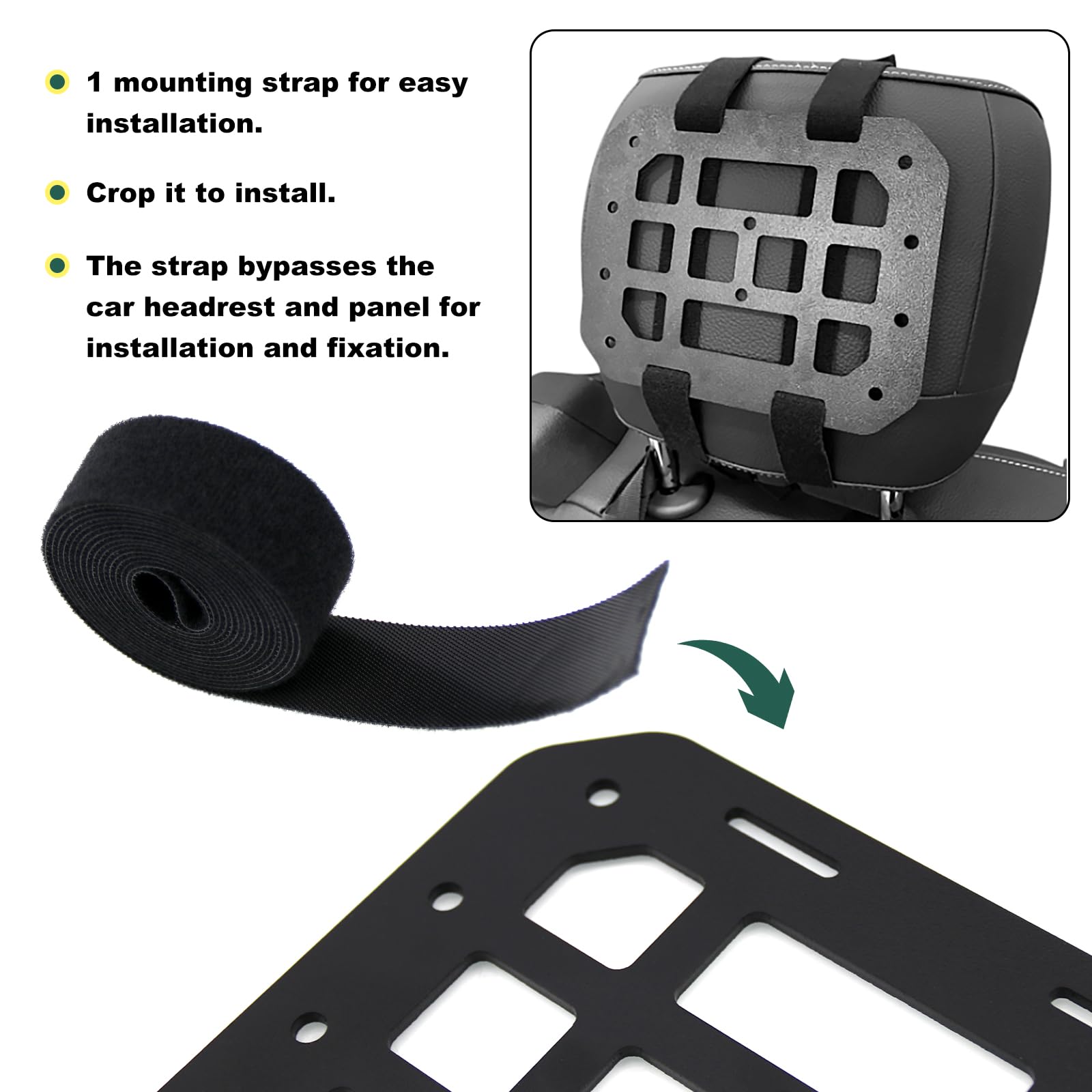 Rulline Vehicle Rigid Panel Compatible With Backpack Tactical Accessories For Car Headrest Gear Holder Molle Pouches Edc Tools