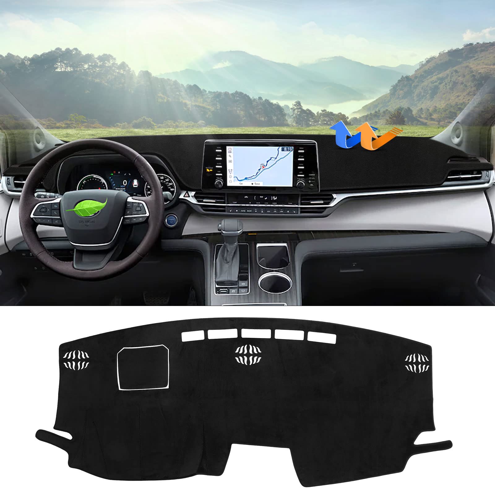 Autorder Dashboard Cover Mat For Toyota Sienna 2021 2022 2023 2024 Accessories Dash Cover Flannel Dash Mat Sunshade Glare Uv Ray