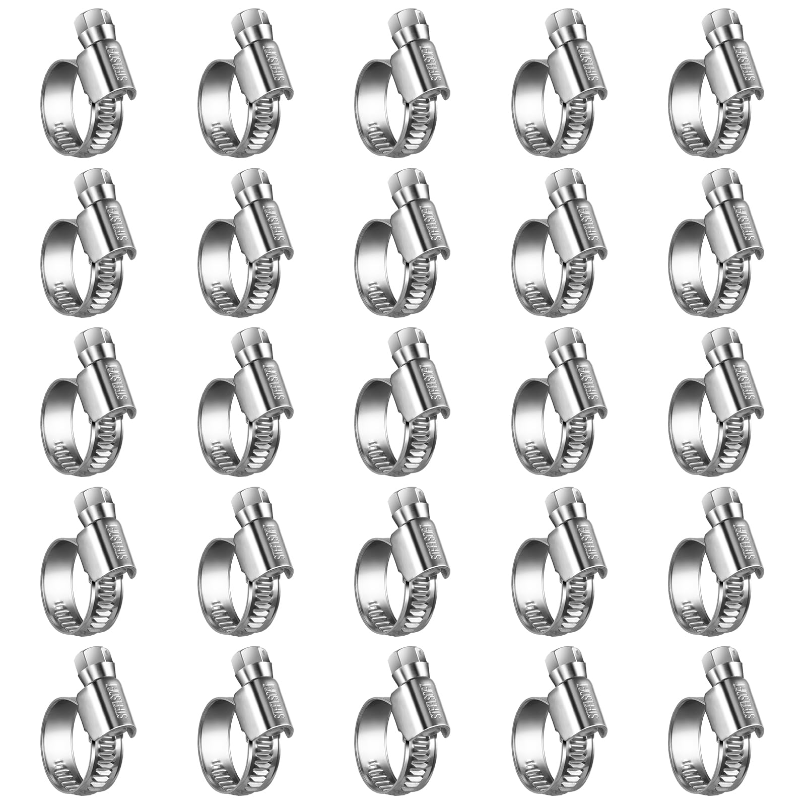 Steelsoft Heavy Duty Hose Clamp Size#6, 1/2 To 3/4 Inch Adjustable Worm Gear Drive Hose Clamps Stainless Steel 304 For Fuel Inje