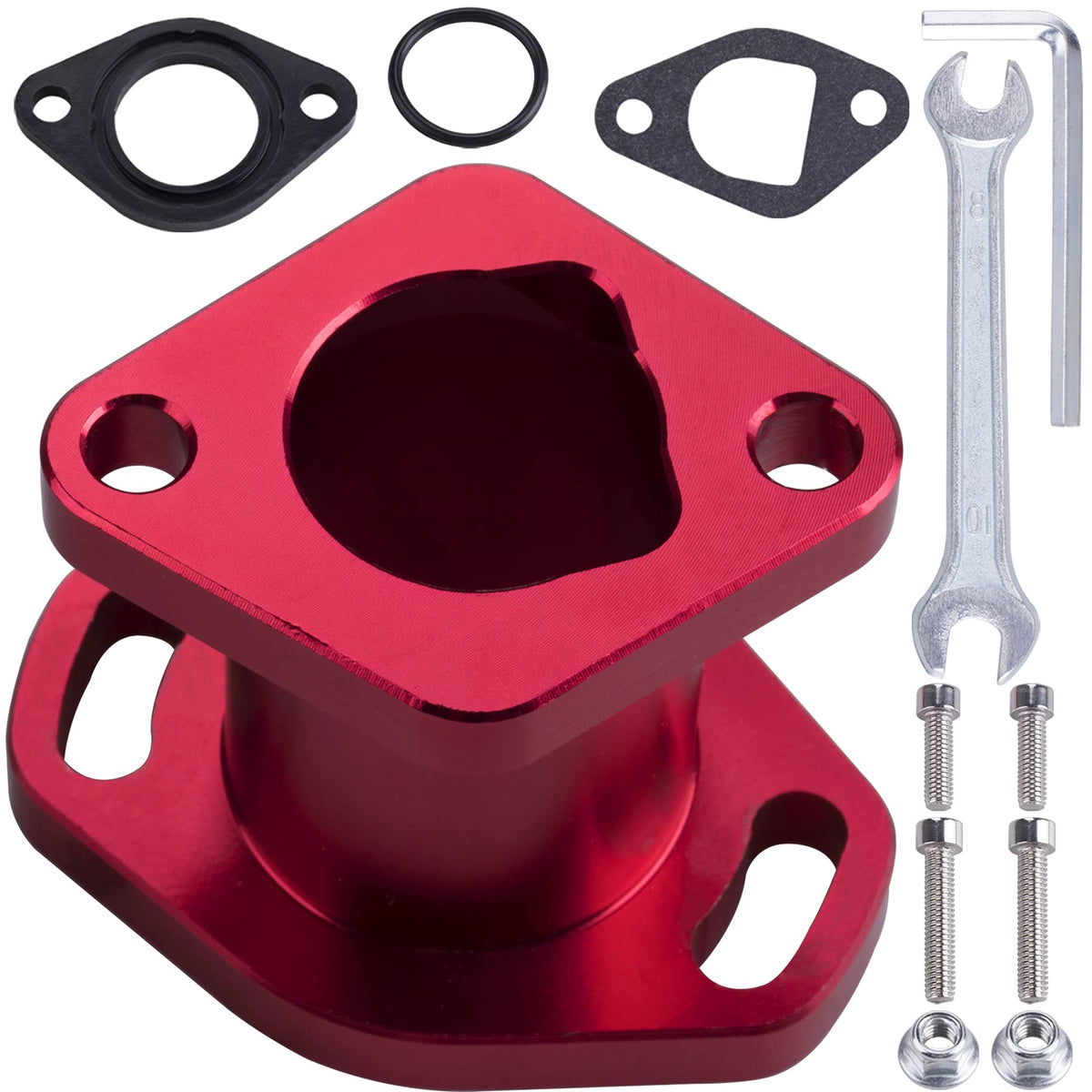 Oraevy Racing Intake Pipe Mainfold Compatible With Predator 212Cc Honda Gx160 Gx200 Ct200U 6.5Hp Ohv 196Cc Kt196 Clones Moto Go Kart Mini Bike Race Kart (Red)