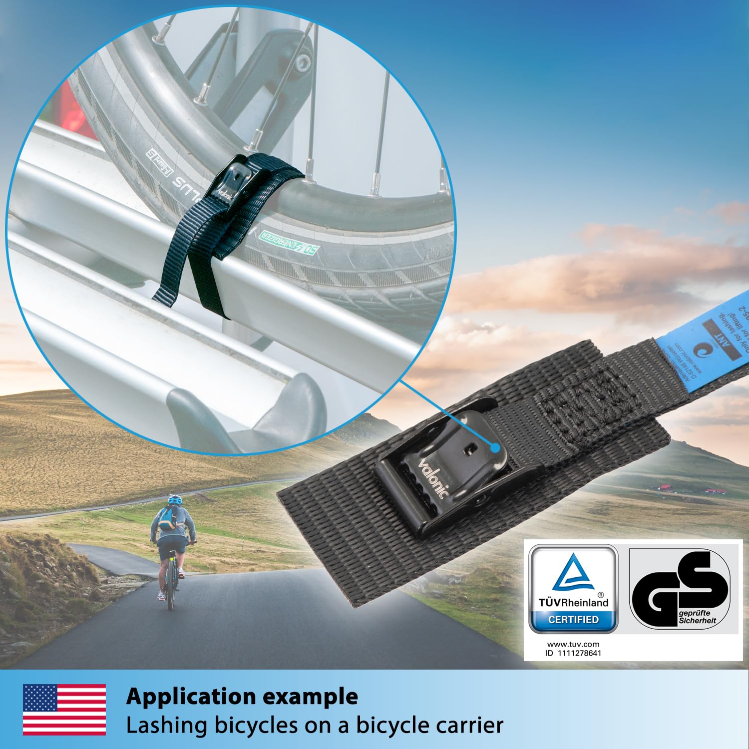 Valonic Ant - Short Lashing Strap, Padded, 4 Pieces, 2.5 Ft, 350Lbs Breaking Strength, Cam Buckle, Black - Tie Down Straps For B