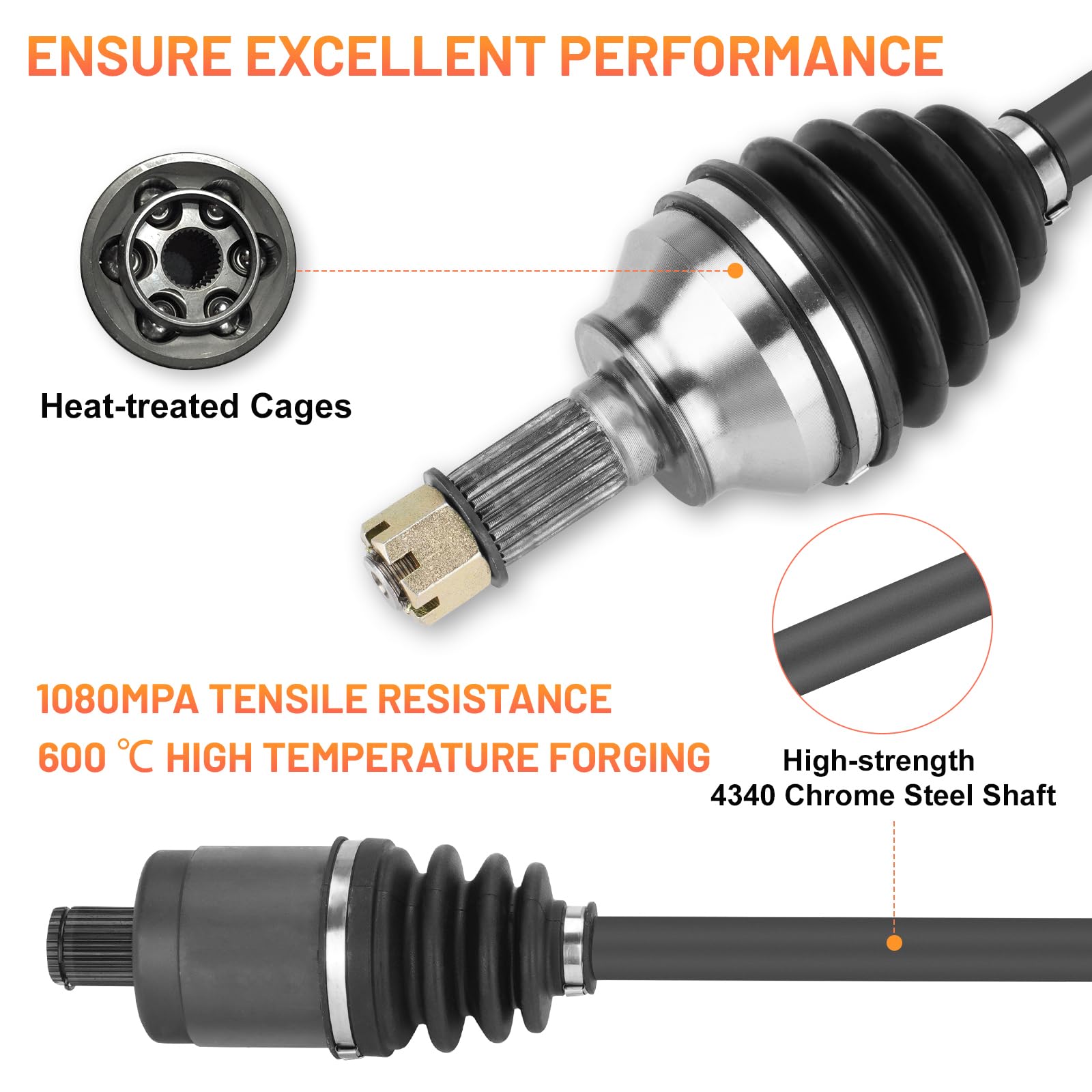 Rear Cv Axle Shaft For Polaris Rzr Xp/Xp4 1000 2014 2015 2016 2017 2018 2019 2020 2021 2022 1333718 1333858 1334189-1 Pair Left & Right