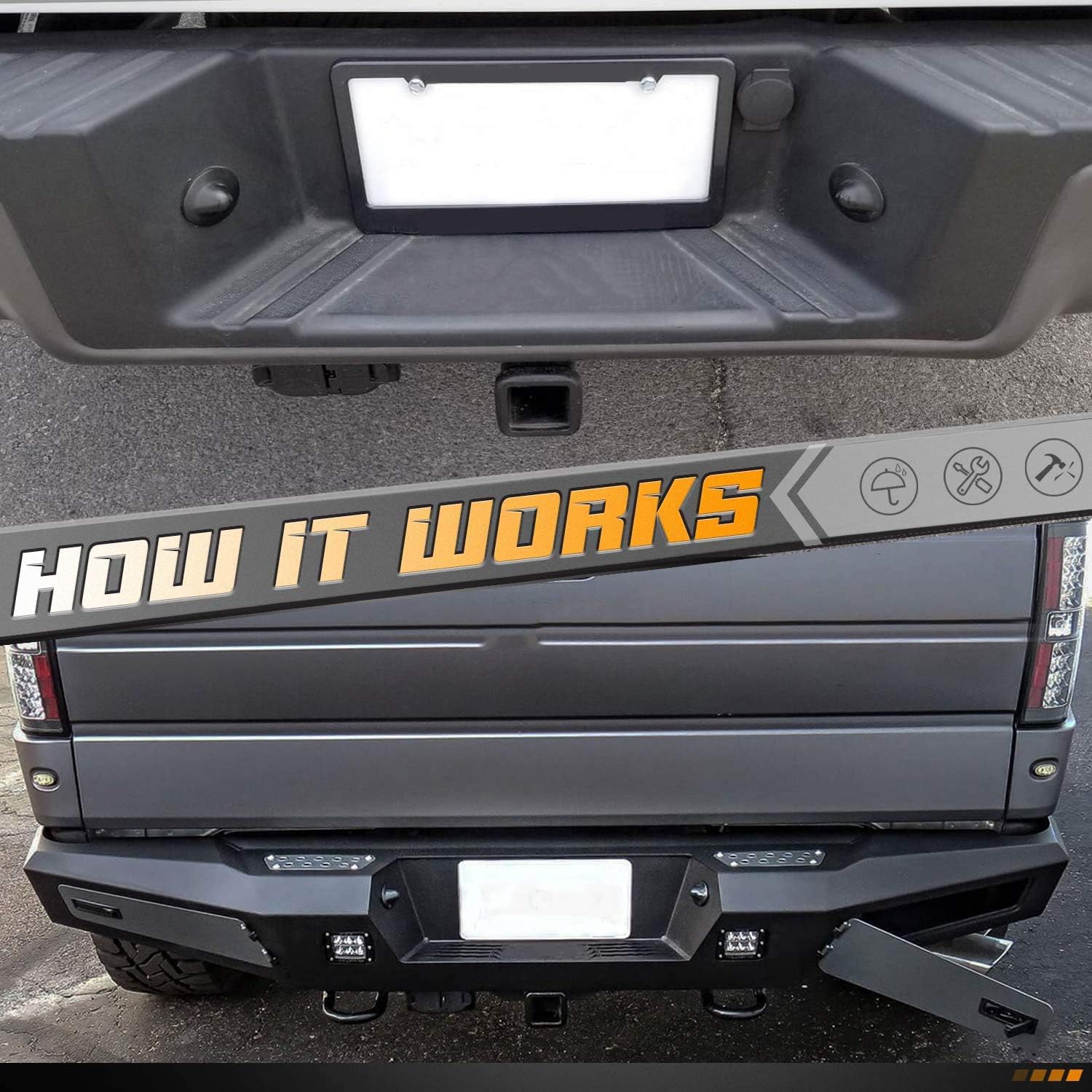 Hercoo License Plate Lights Lamp Lens Black Housing Compatible With 1999-2015 F150 F250 F350 F450 F550 Super Duty Bronco Excursi