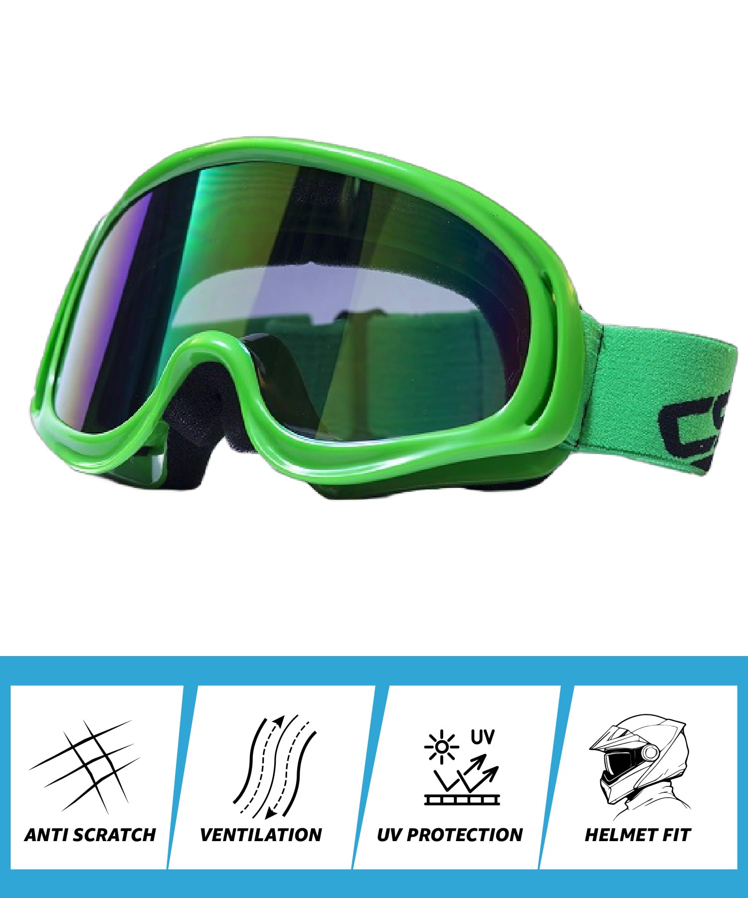 Crg Sports Motorcycle Goggle Atv Dirt Bike Off Road Racing Motocross Goggles For Men, Women, Adults