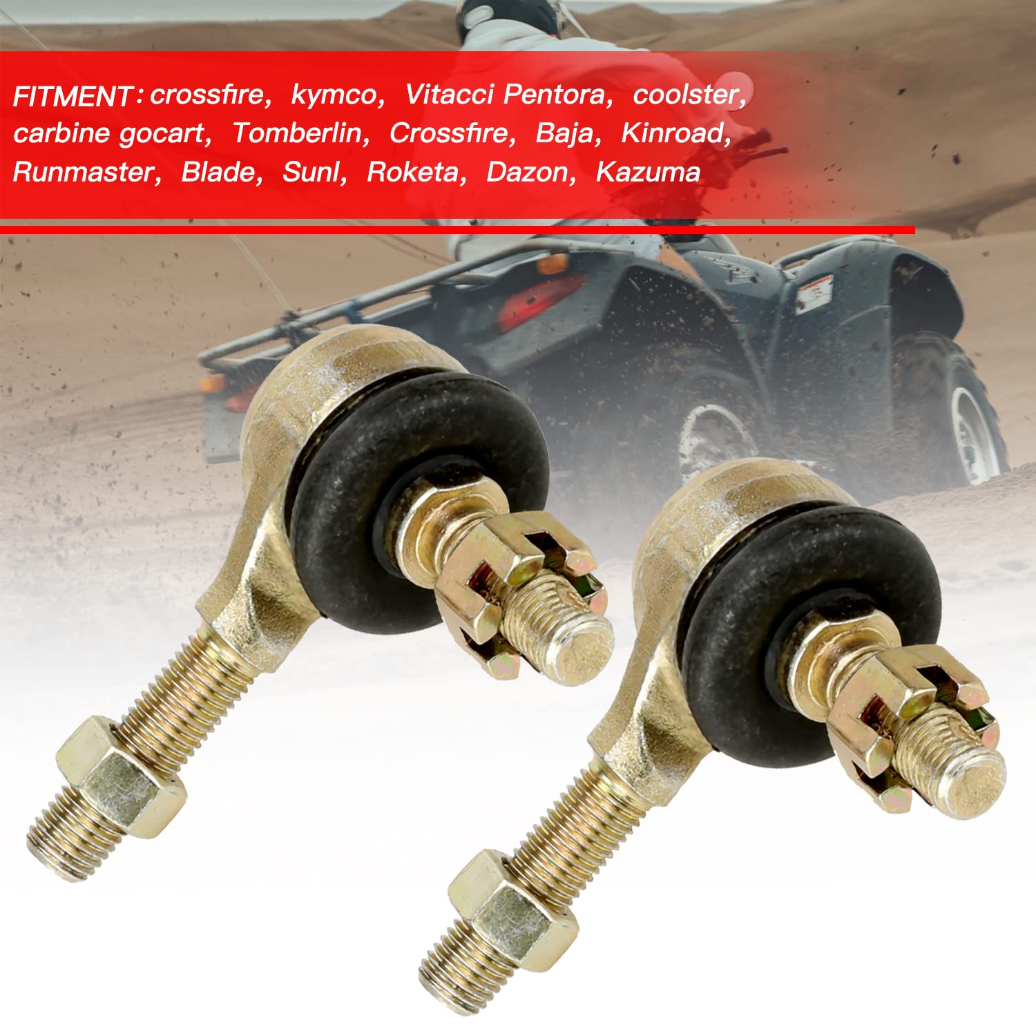 Grehua Left And Right 10-10Mm Tie Rod Ball Joint Hand For 50Cc 110Cc 125Cc Coolster Taotao Ata Atd Baja Peace Redcat Bms Rps Icebear Aim-Ex Vitacci Kayo Buyang Kazuma 125Cc Chinese 4 Wheeler Atv Quad