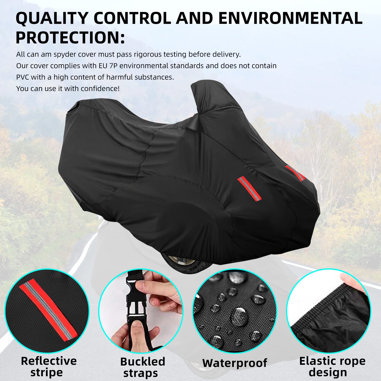 Can Am Spyder Rt Cover 2010-2022, Can Am Spyder Cover Waterproof All Weather, 420D Oxford Cloth Pu Coating, Waterproof And Anti-Uv Anti-Dust, Can Am Spyder Cover