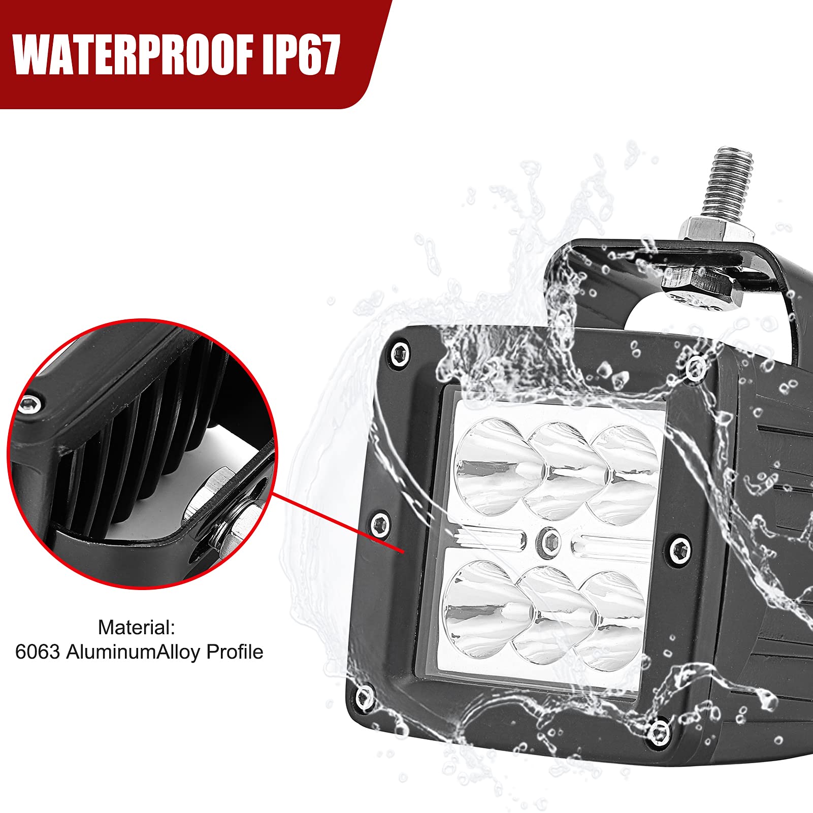 4X 3 inch 24W LED Fog Light Pods with Plug Wiring Kit & Front Lower Hidden Bumper Mounting Bracket Compatible with 2013-2018 Dodge Ram 1500