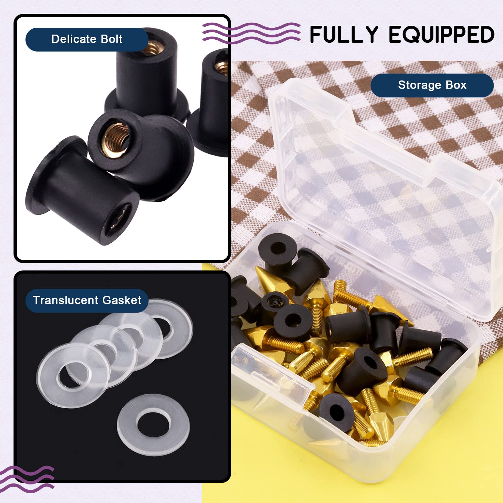 Swpeet 15Pcs Windshield Screws Aluminum Spike Motorcycle Windscreen Bolts Kit, Motorcycle Spike Bolt Screw Short Impaler Compati