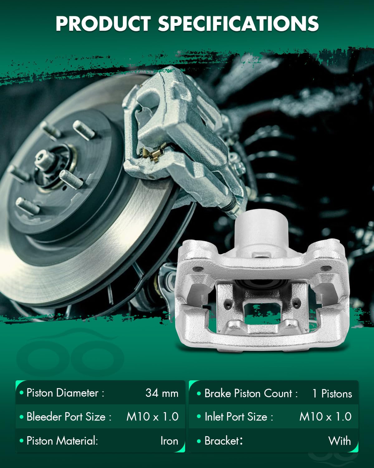 Scitoo Rear Left Brake Caliper With Bracket 19B6457 Compatible For Hyundai Sonata 2011-2015, For Kia Optima 2011-2015