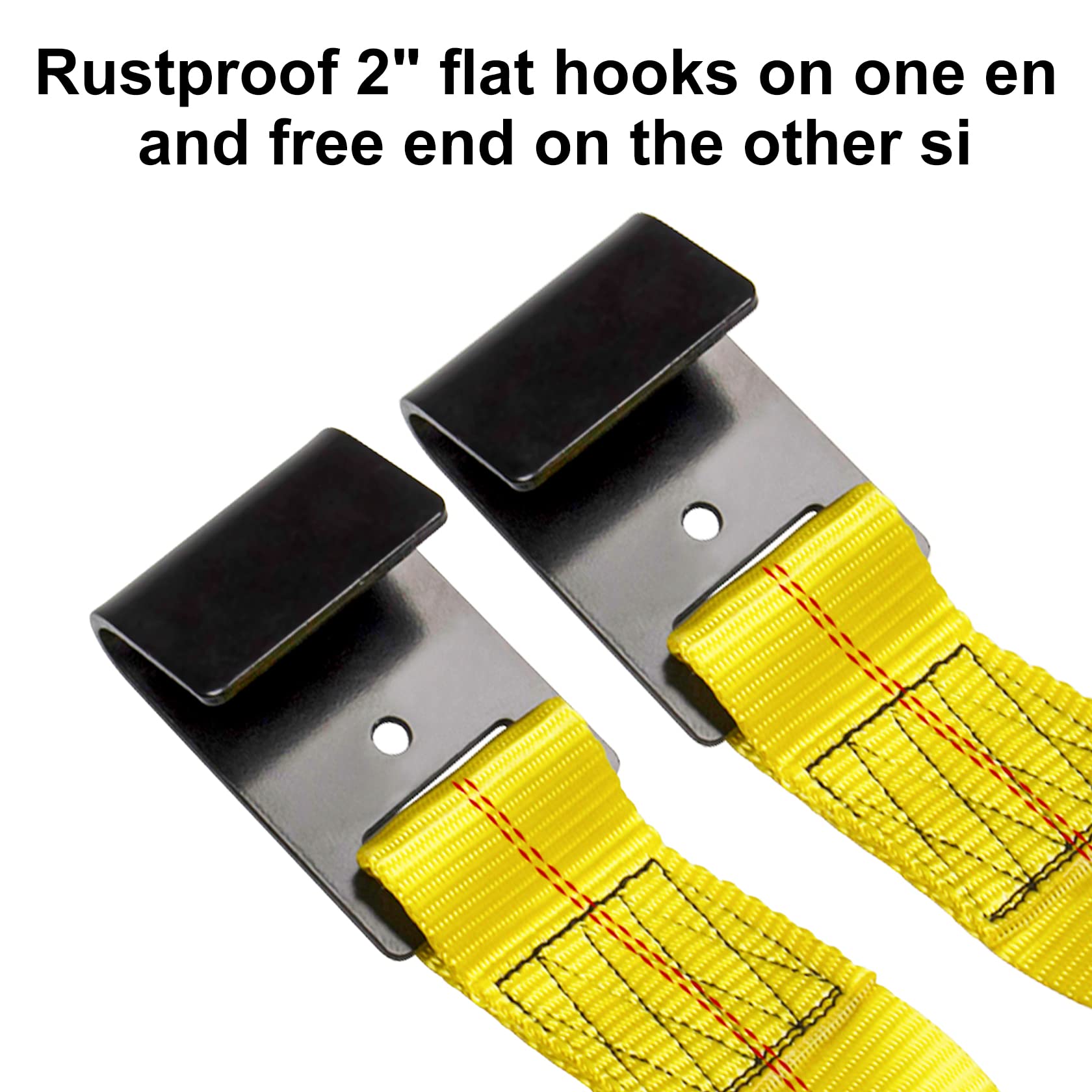 Bang4buck Tow Dolly Straps - 2 Adjustable Tie Downs for 17" to 21" Rims, Yellow, Durable Polyester with 2 Flat Hooks