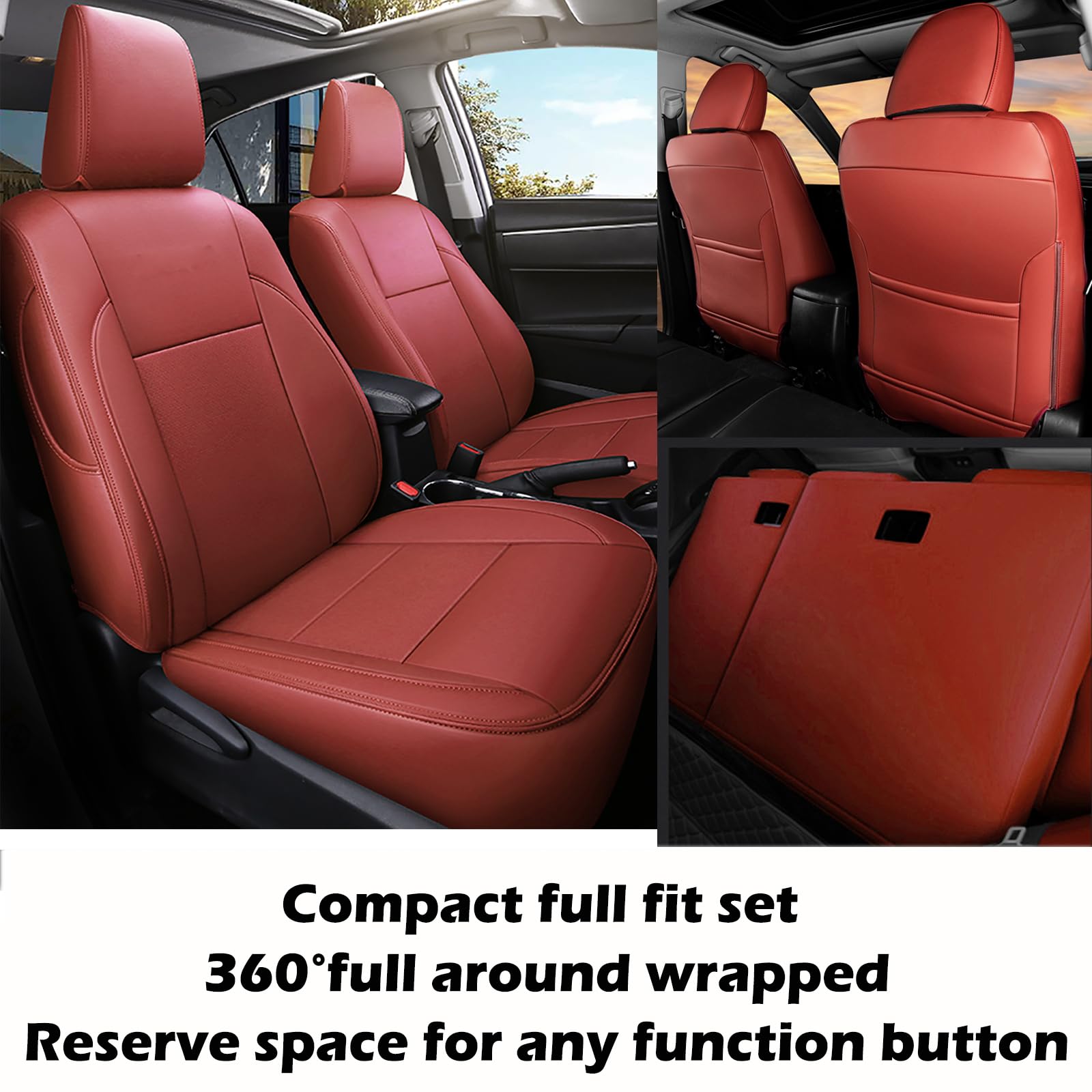 HKZ Custom Fit Leather Seat Covers for Toyota Camry Hybrid 2012 2013 2014 2015 2016 2017 Hybrid Model Only - 5-Seats Full Set,Bu