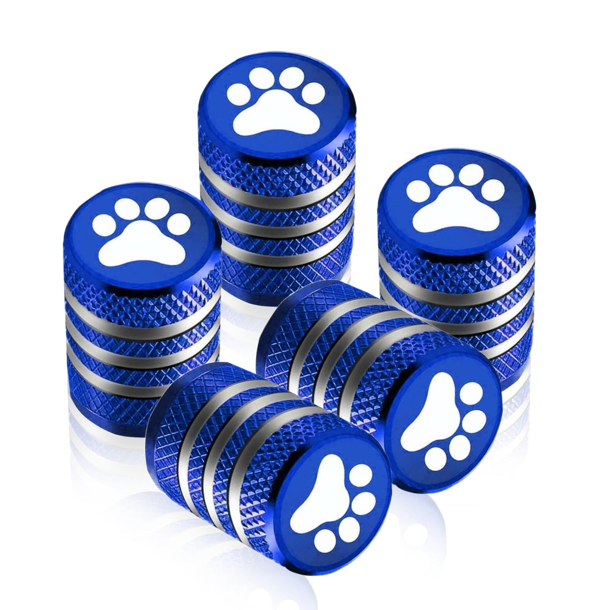 GKmow Pack-5 Tire Valve Stem Cap Cover, Dog Paw Tire Caps Leak-Proof Corrosion Resistant Alloy for Car Motorcycle (Blue)