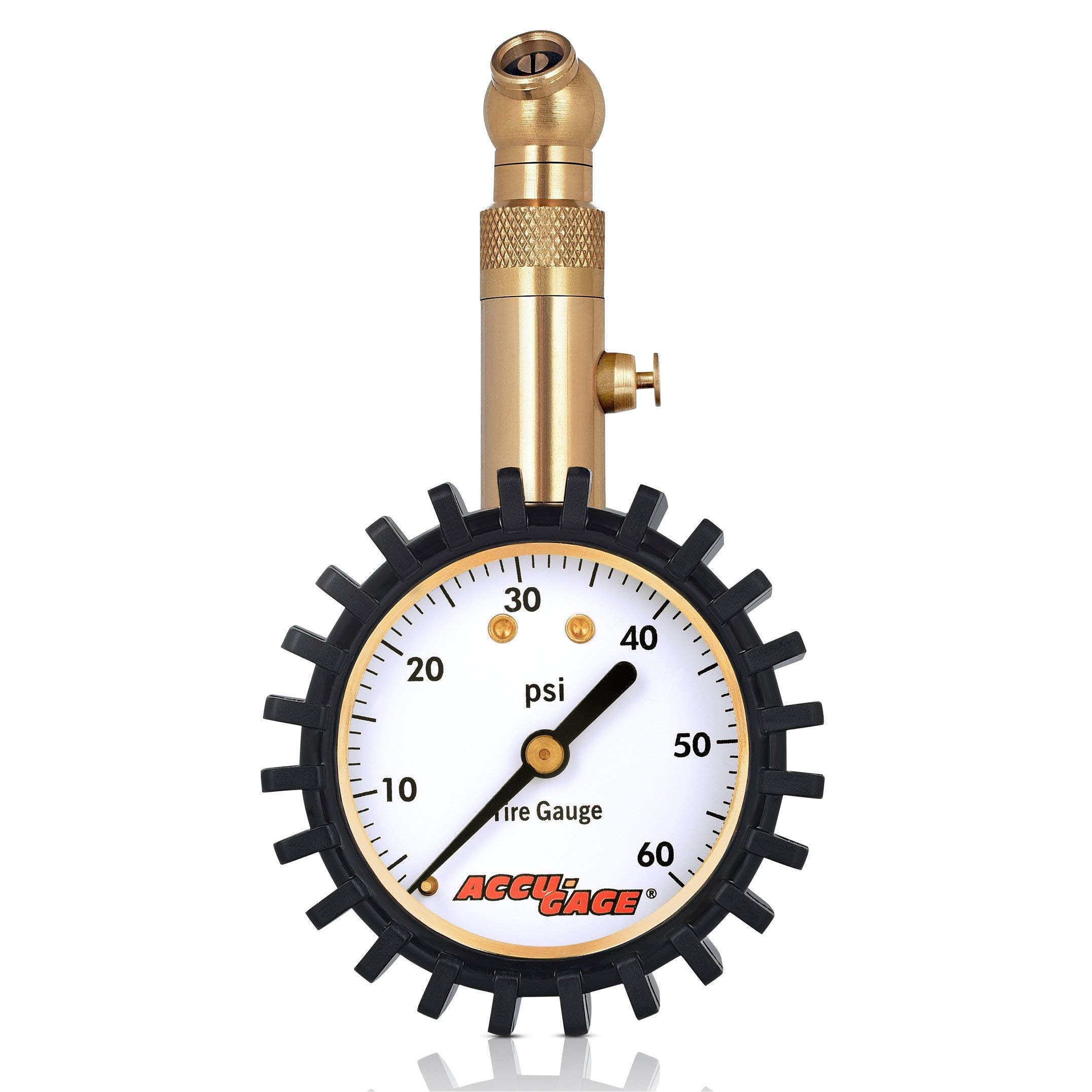 Accu-Gage Rs60Xa Professional Tire Pressure Gauge With Protective Rubber Guard (60 Psi)